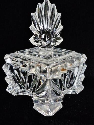 Vintage Ladies Glass Trinket Box Ernst Buder Vanity Powder Pot Pattern no. 510 
