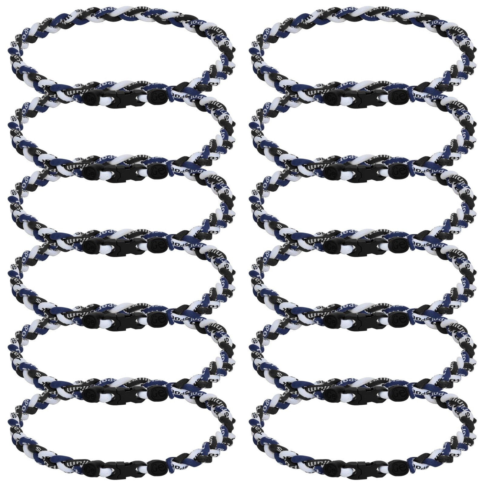 JEANUE 12Pack Baseball Necklaces 18in Braided Rope Titanium Multi-Color JEANUE 12Pack Baseball Necklaces 18in Braided Rope Titanium Multi-Color