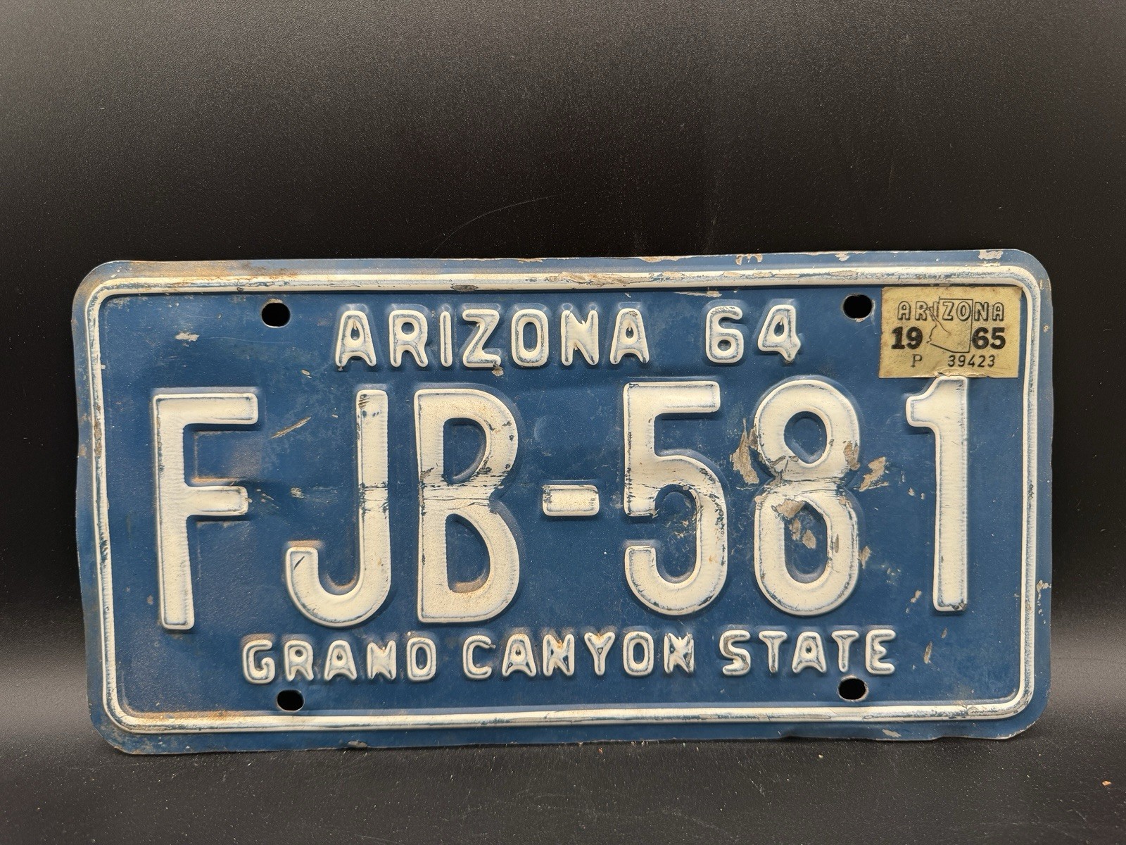Vintage Arizona 1964 License Plate Used With Bending & Flaws Vintage Arizona 1964 License Plate Used With Bending & Flaws