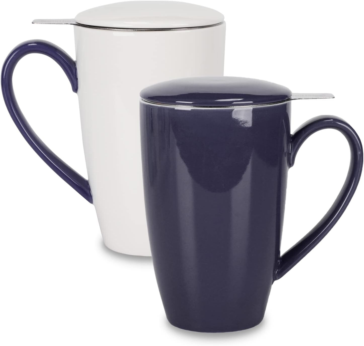 Tea Cup with Lid, 500Ml 16Oz Ceramic Tea Mug with Infuser, Tea Cup with Stain...