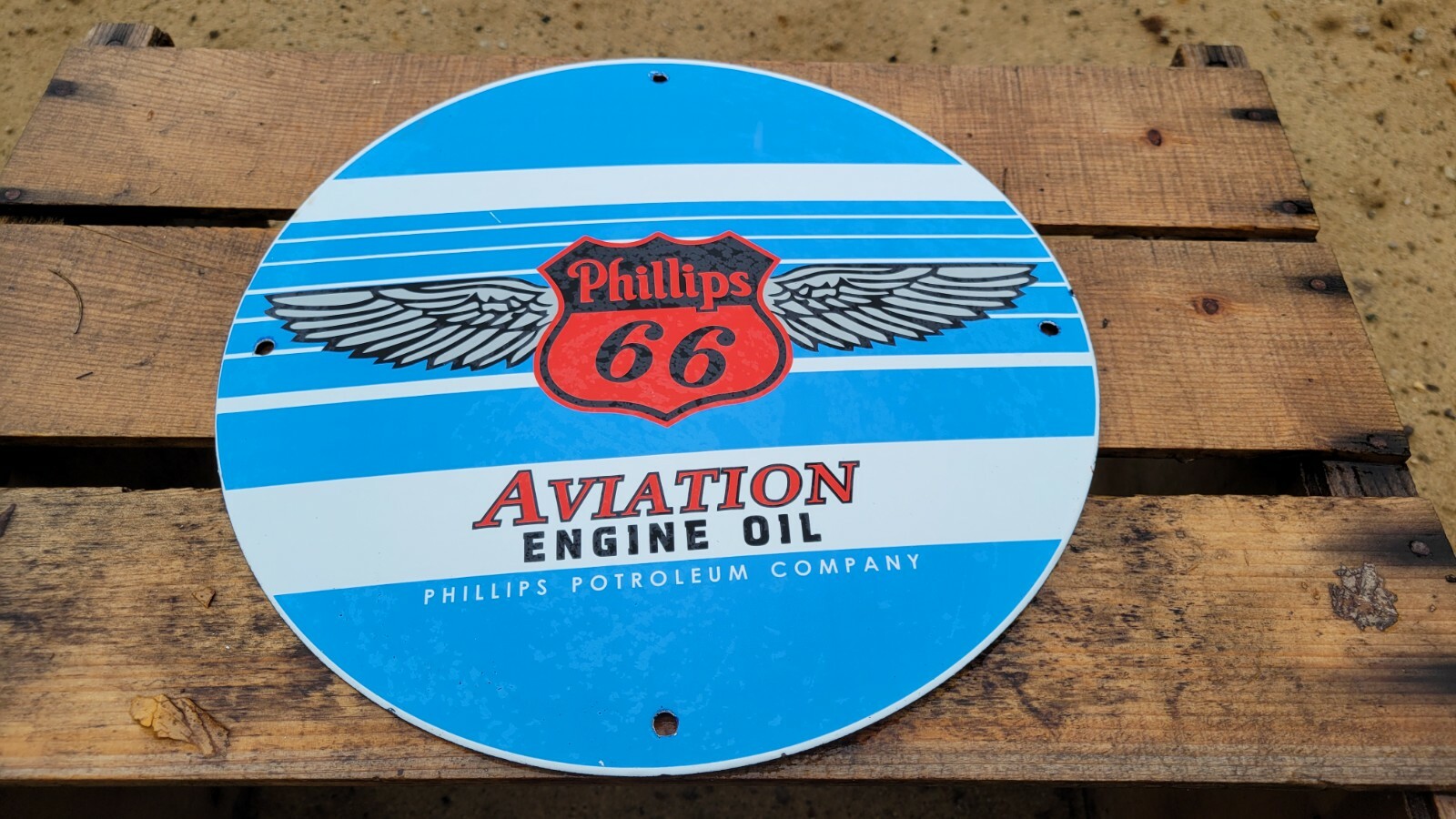 OLD VINTAGE PHILLIPS 66 AVIATON MOTOR OIL PORCELAIN GAS STATION GASOLINE SIGN