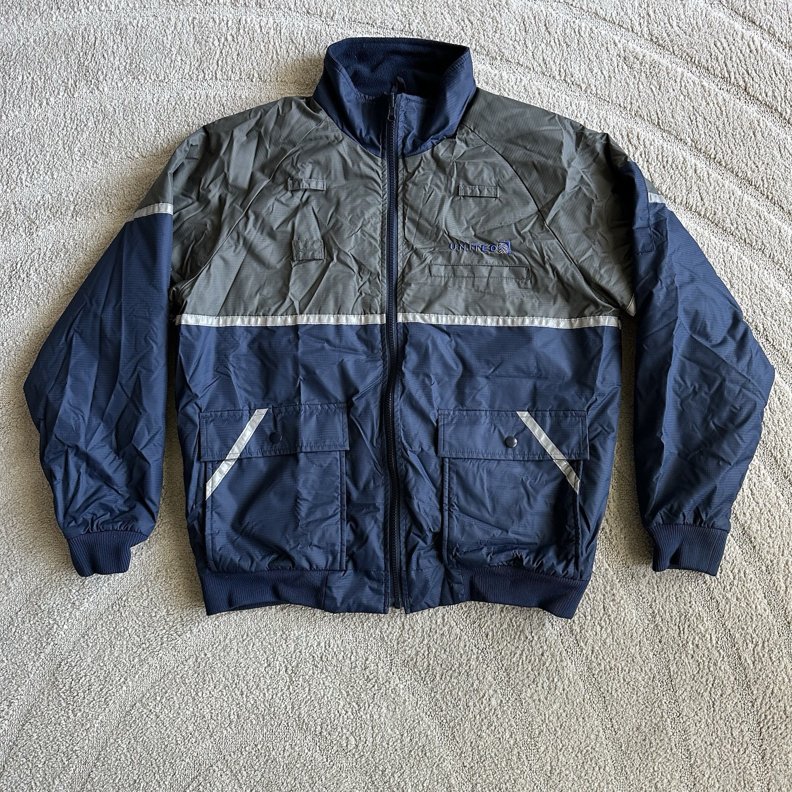 Vintage United Airline Cintas Uniform Jacket Blue Men’s Medium Ground Crew