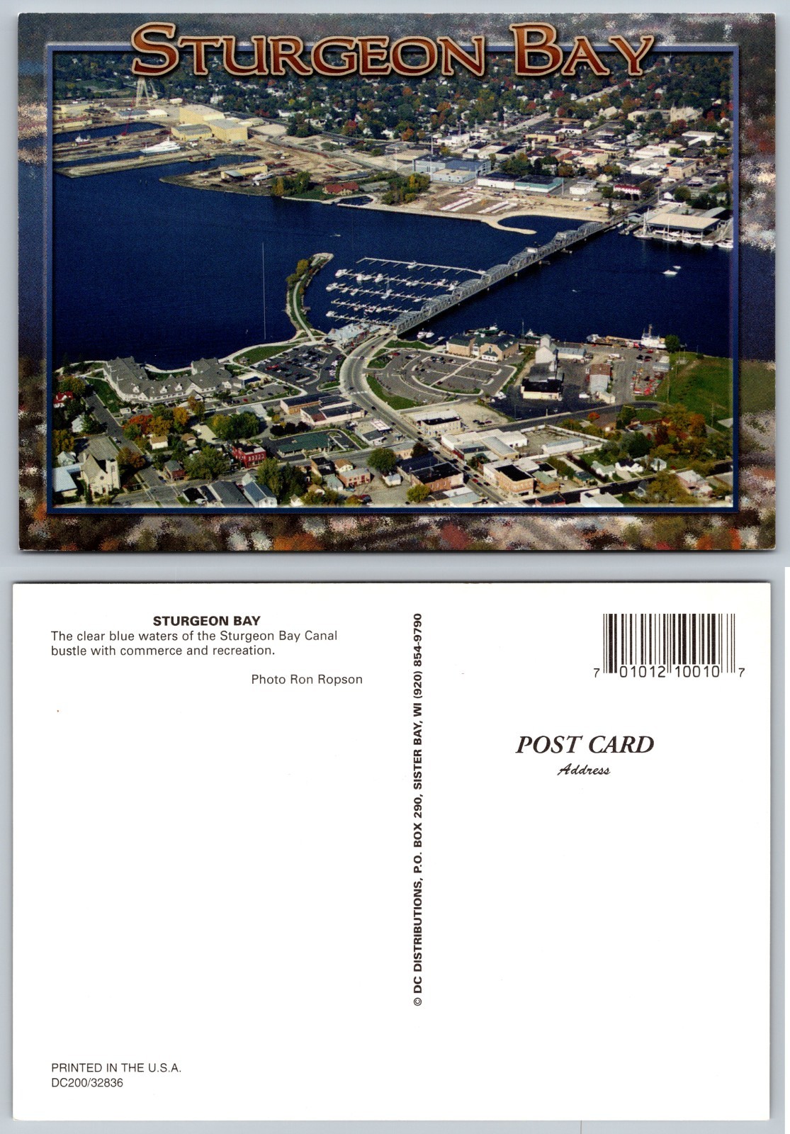 Continental Sturgeon Bay Aerial Harbor Postcard