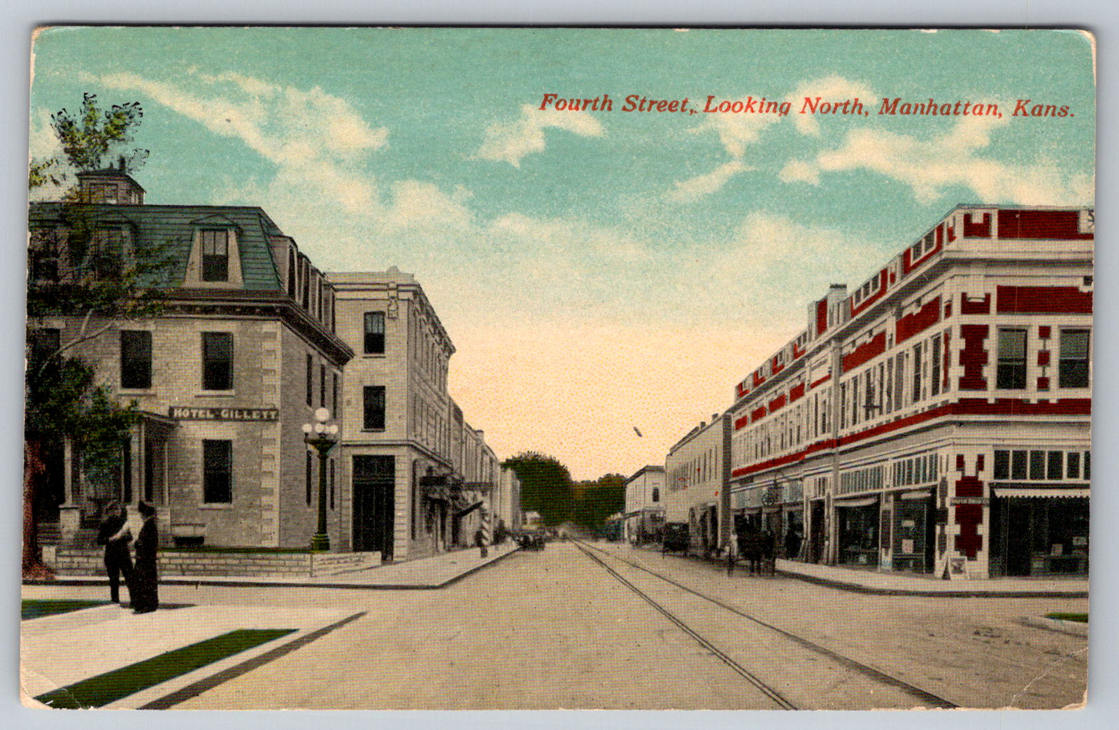 c1910s Fourth Street Hotel Gillett Manhattan Kansas Antique Postcard