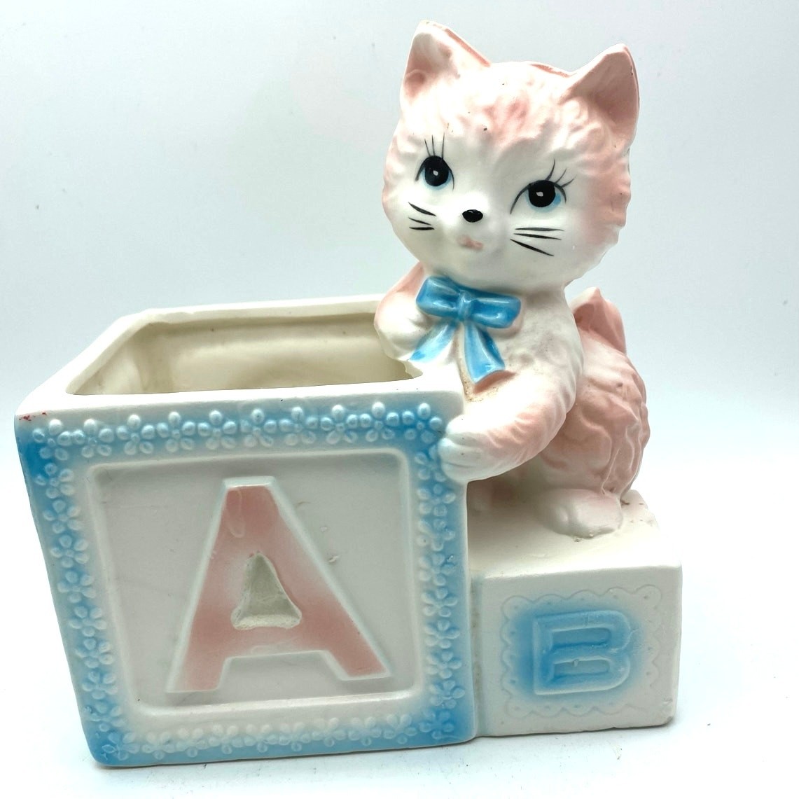 Relpo Japan 5305 Kitten Vintage Retro ceramic Planter Baby Nursery Kitsch