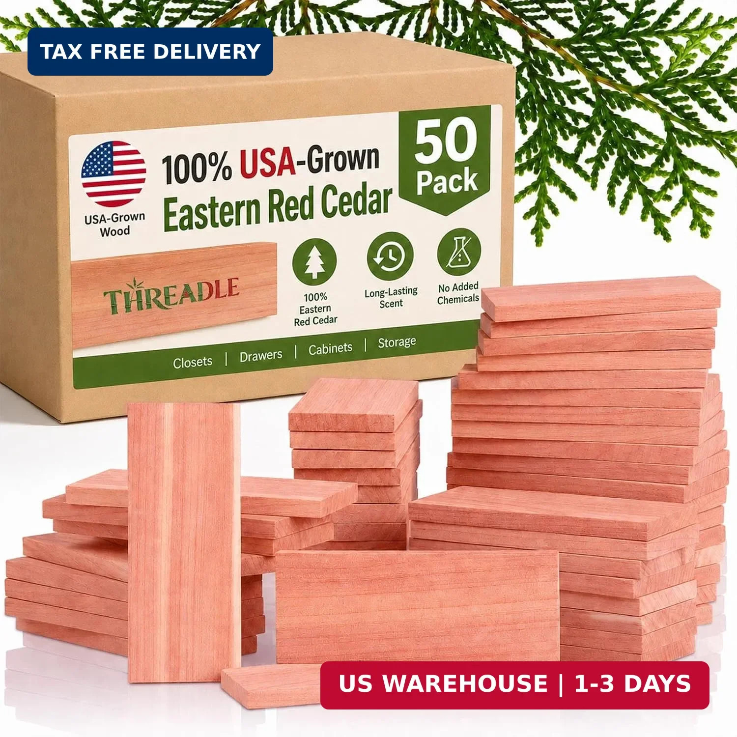 50 PCS Cedar Blocks for Clothes Storage,100% Natural Aromatic Cedar Blocks for C