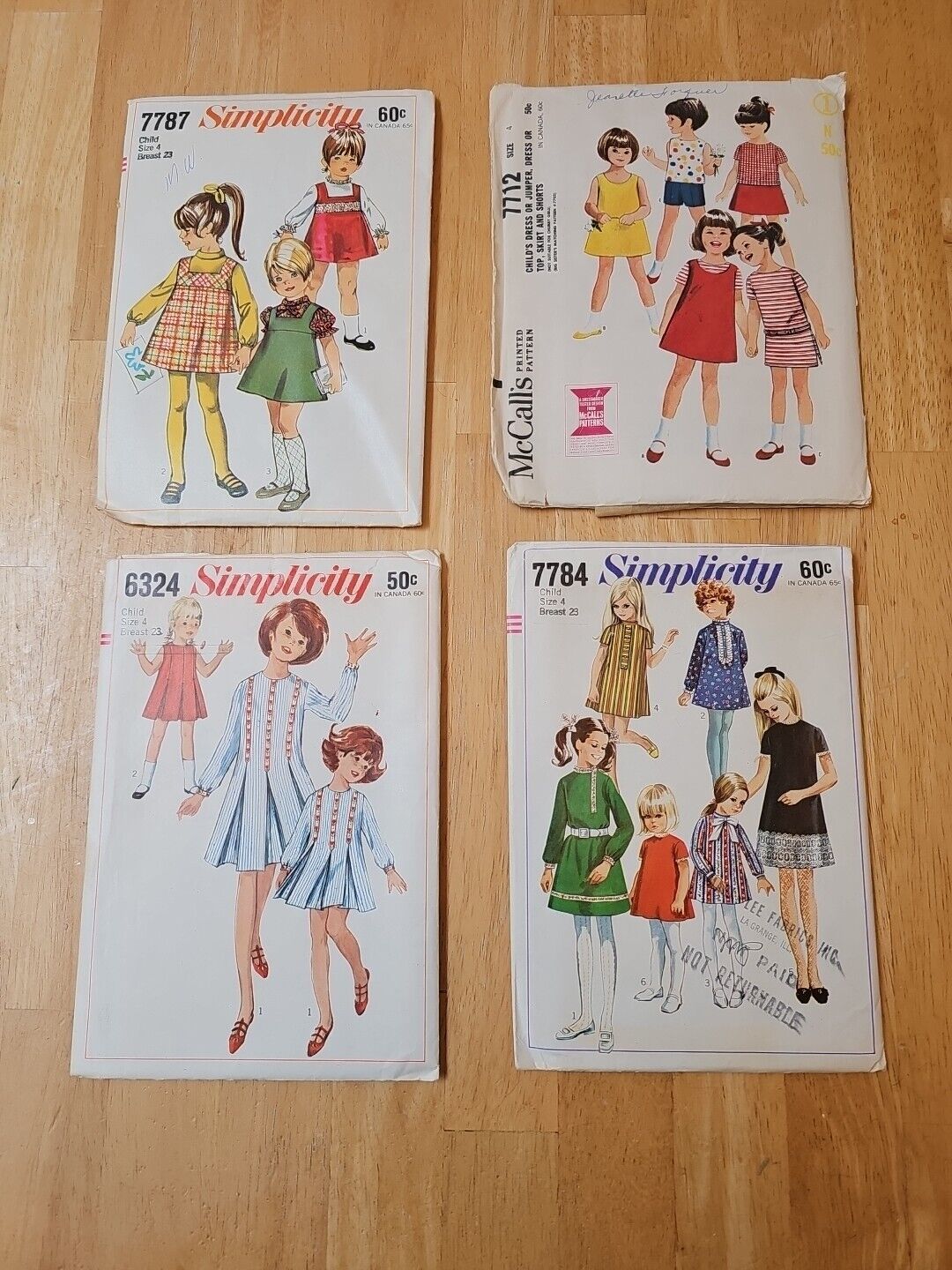 Girls Dress Pattern Simplicity,Mccalls 1950-1960's  Vintage Size 4. Lot Qty 4 Q