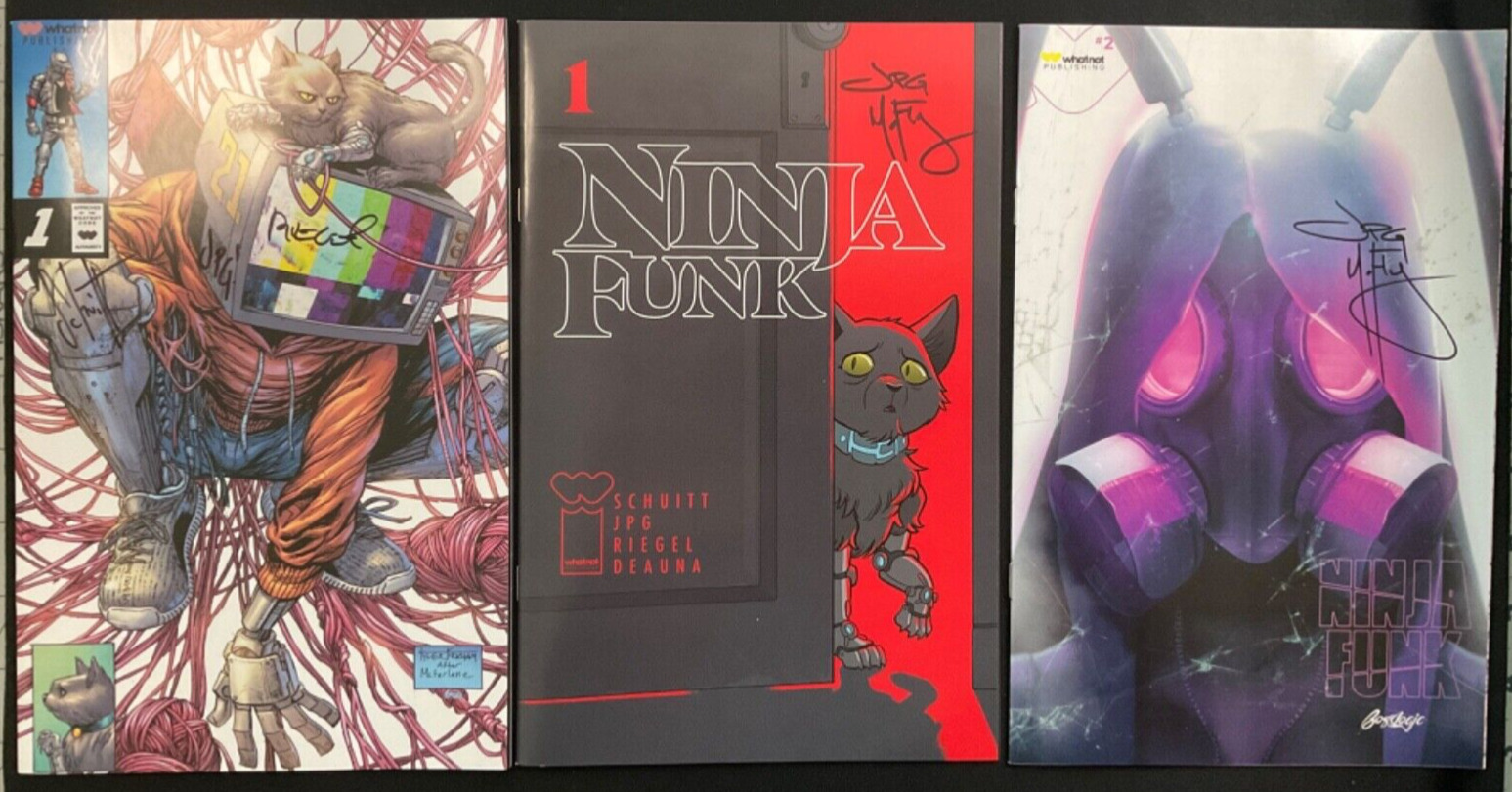 Ninja Funk Trifecta 3 signed Books #1x2 , #2 Variants Signed JPG, Riegel,Schuitt
