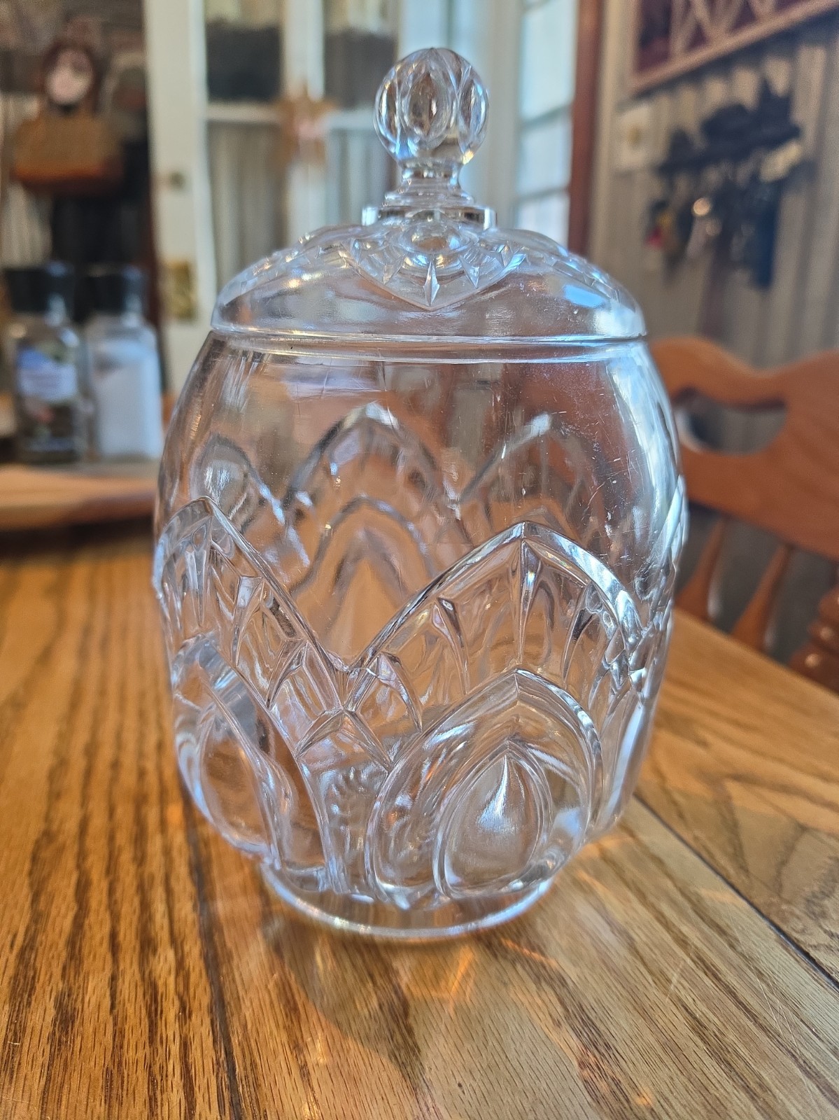 Vintage EAPG Glass Biscuit Jar Canister