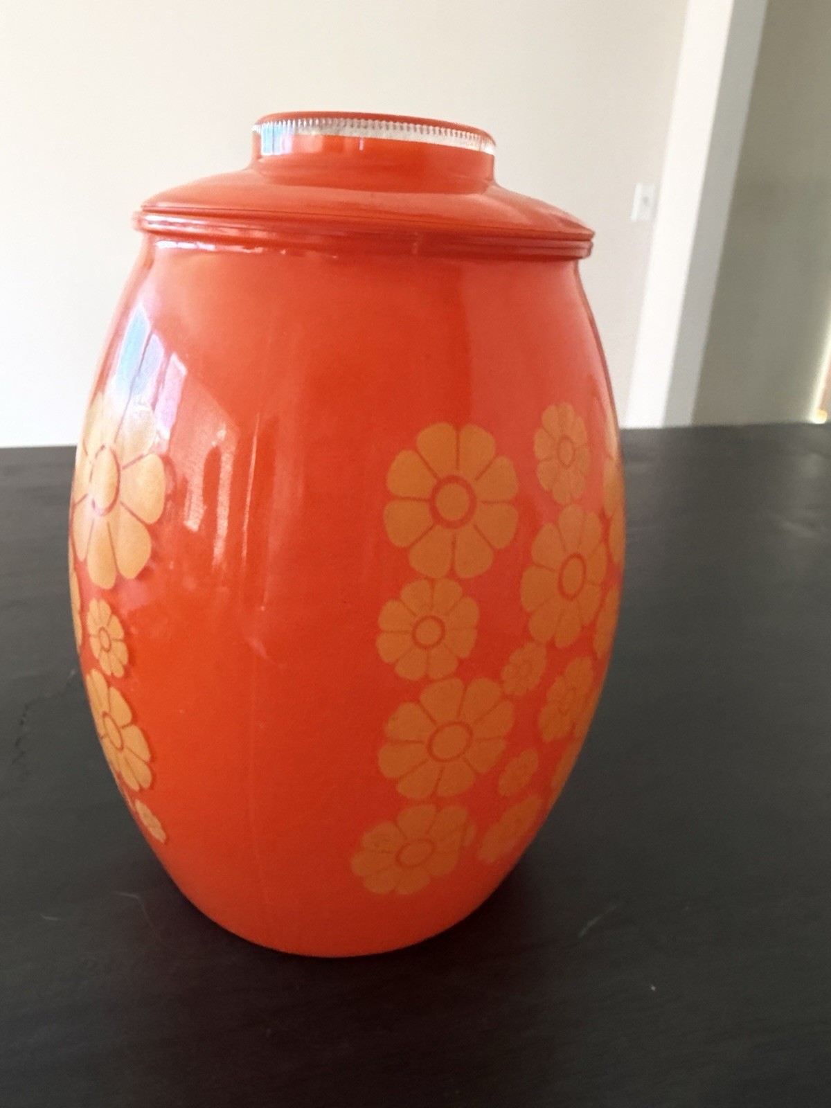 Vintage Bartlett Collins Orange With Yellow Daisies Cookie Jar