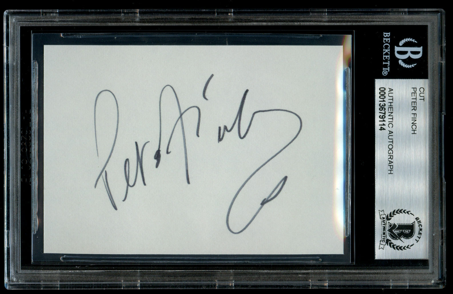 Peter Finch signed autograph auto 2.5x3.5 cut Howard Beale in Network BAS Slab
