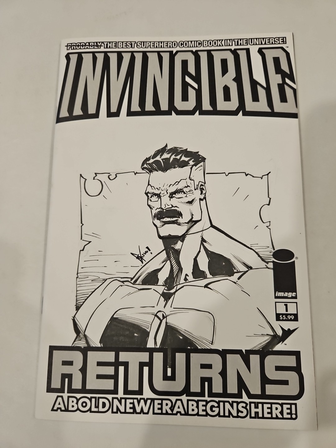 Invincible Returns #1 Blank Cover Eskivo Original Art Omni Man Signed