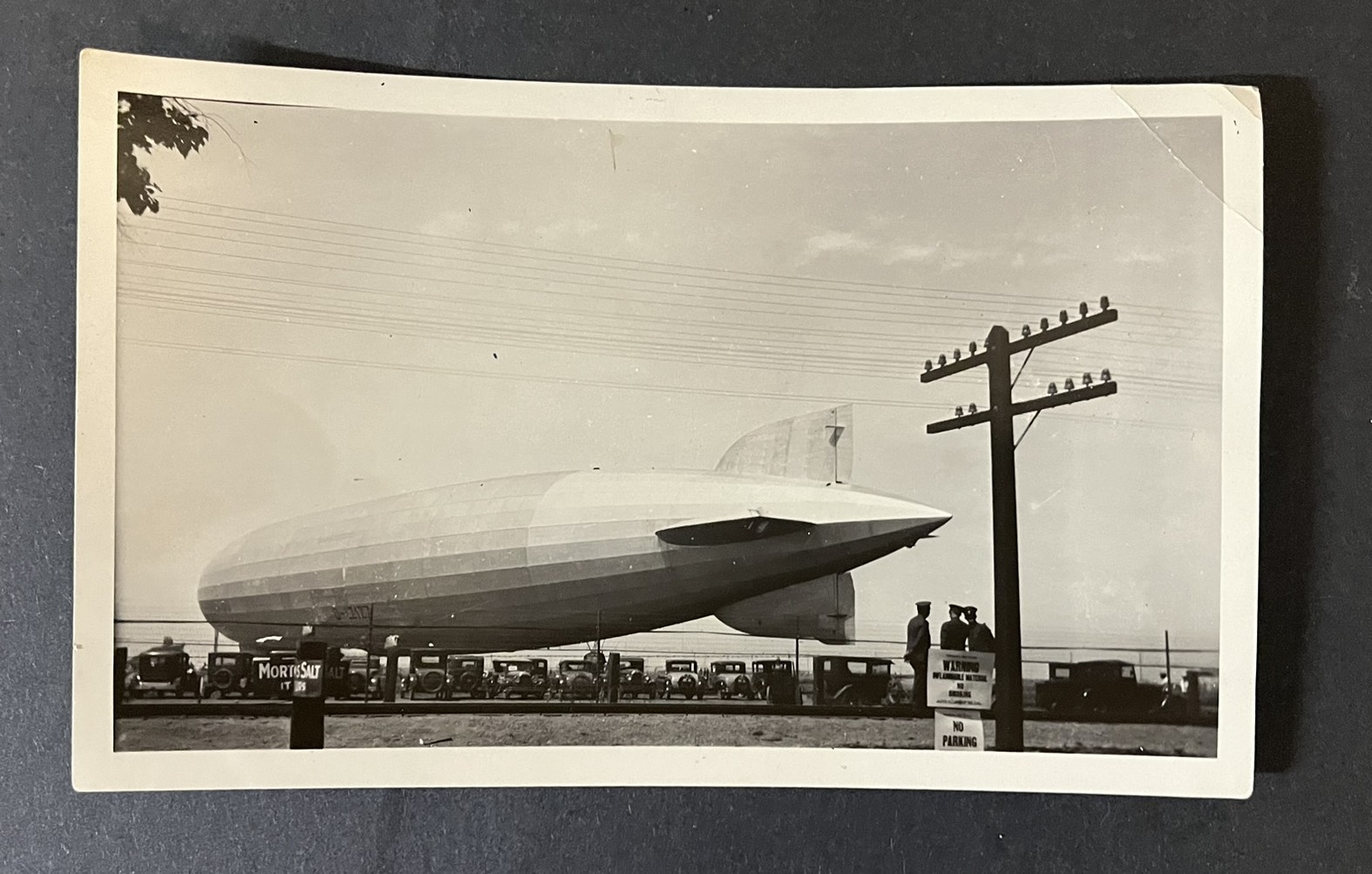 Orig 1929 Graf Zeppelin Airship Los Angeles Snapshot Photo Morton Salt Sign 