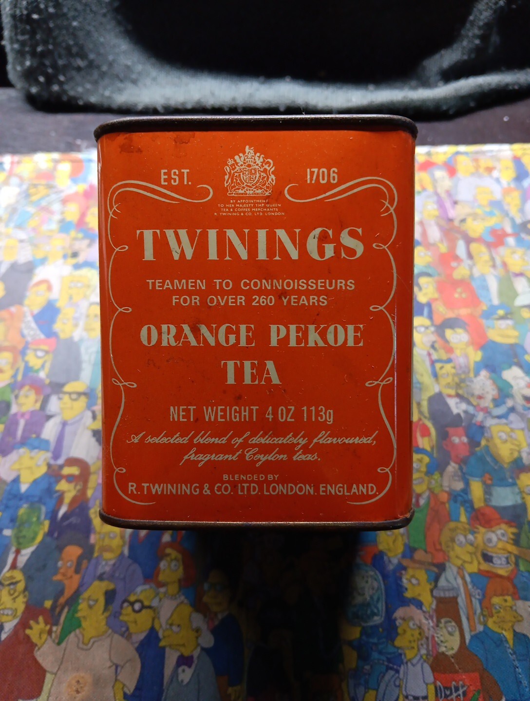 Vintage Twinings Tea Tin Orange White Lettering 3 1/2 Vintage Twinings Tea Tin Orange White Lettering 3 1/2