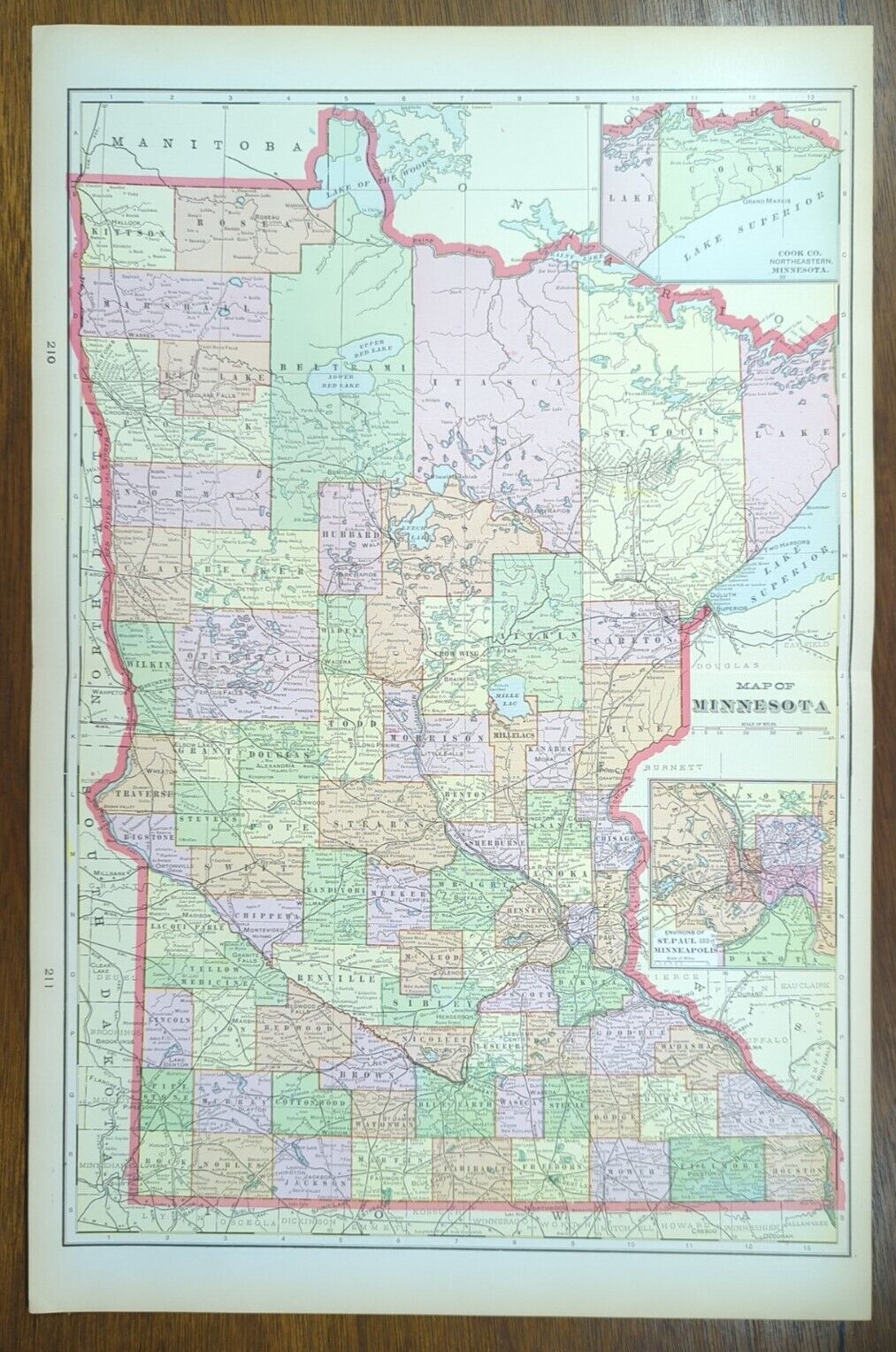 Vintage 1902 MINNESOTA Map 14
