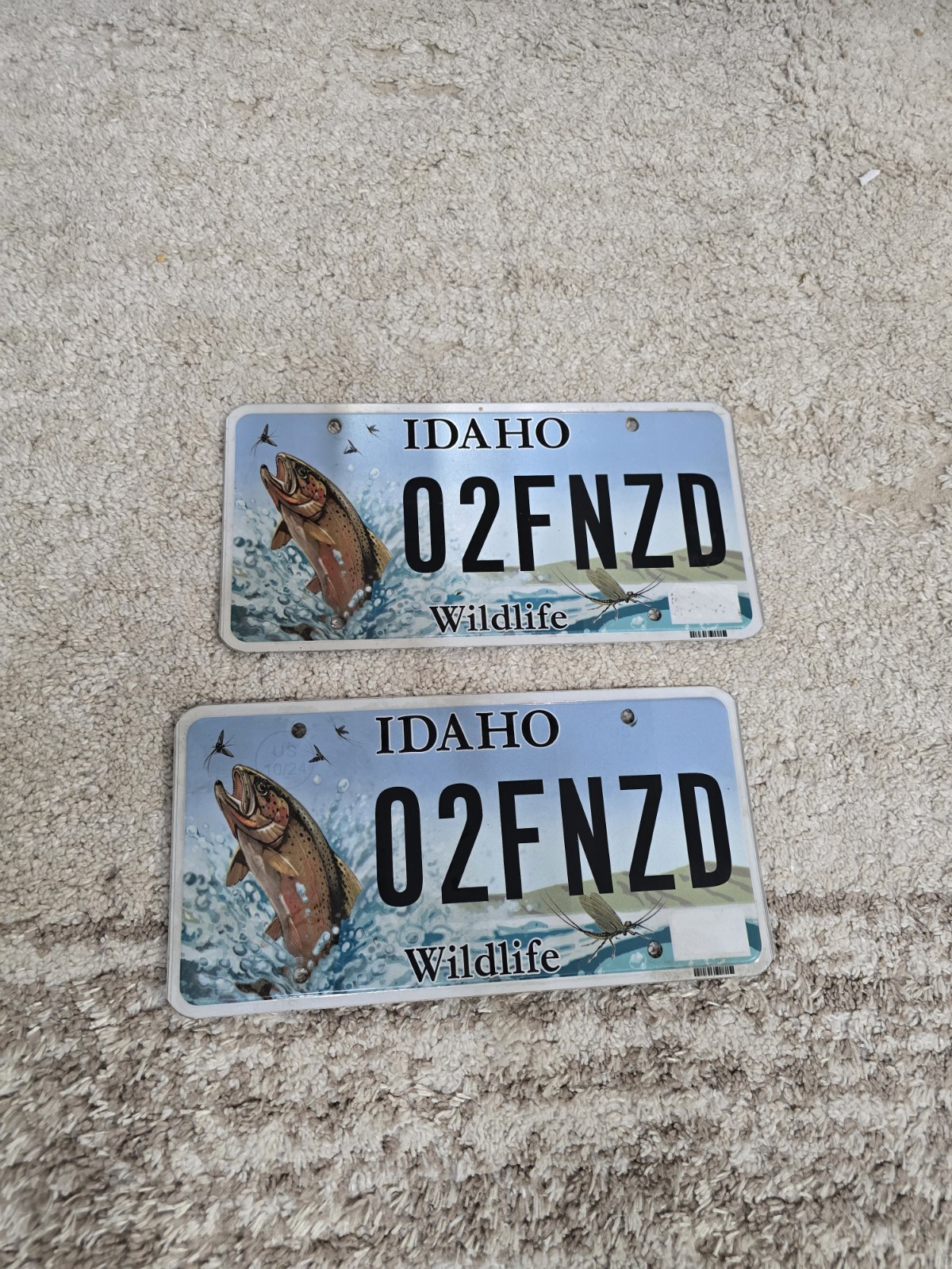 Pair of Idaho Wildlife Cutthroat Trout License Plates 