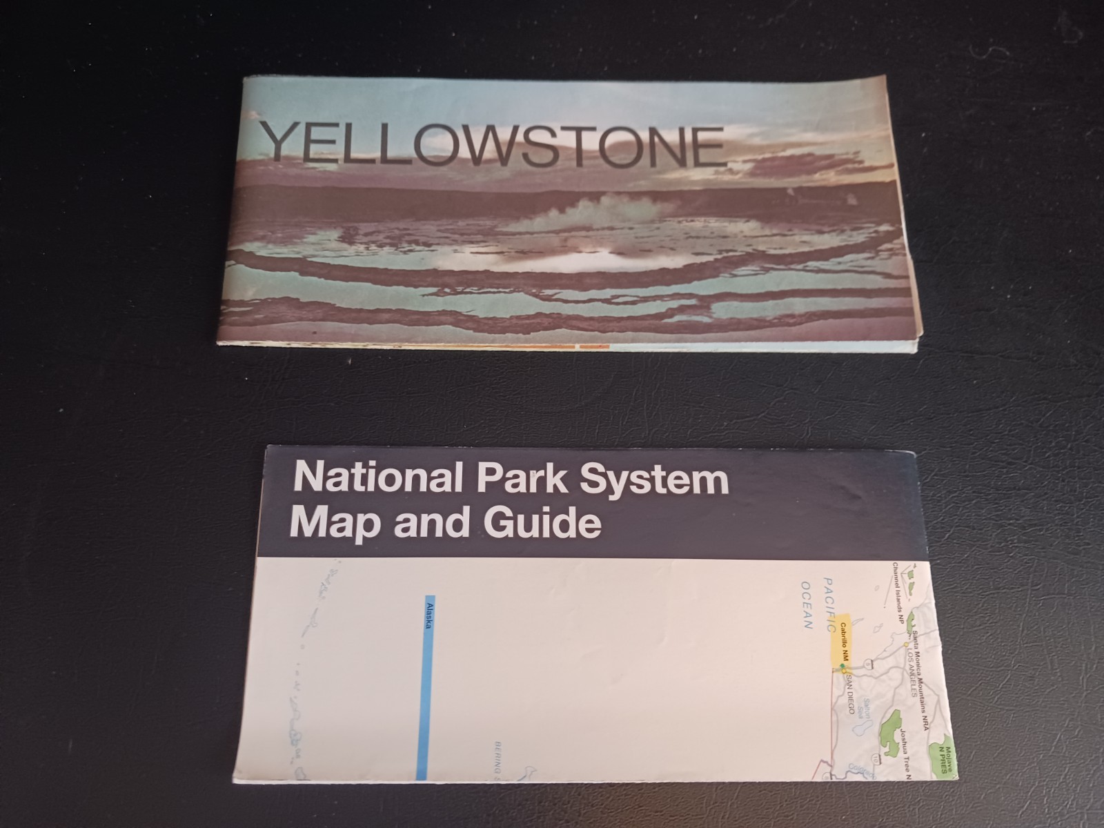 Vintage Yellowstone National Park Fold Out Map 1974 + US Park System Map Guide