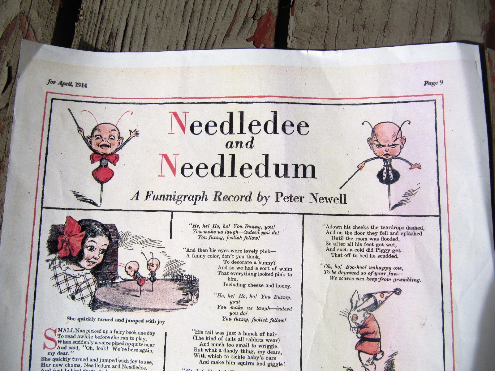 1914.4 Phonograph Cartoon Peter Newell NEEDLEDEE and NEEDLEDUM Funnigraph Record