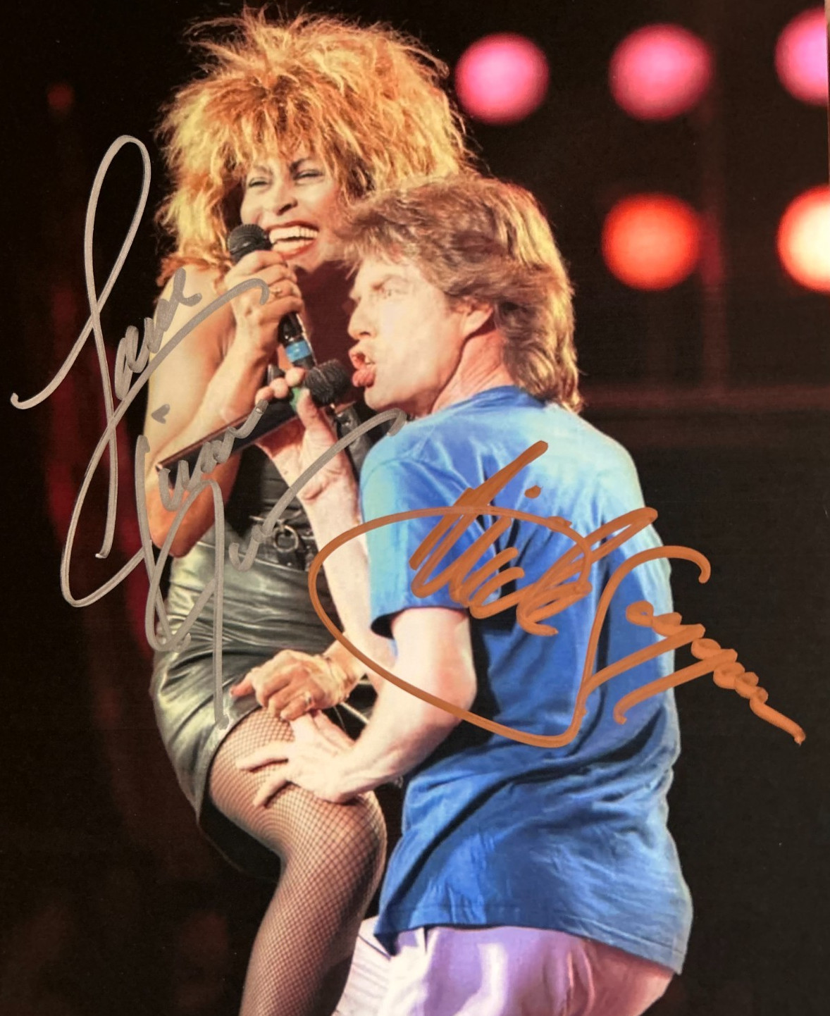 TINA TURNER & Mick Jagger Signed 8x10\