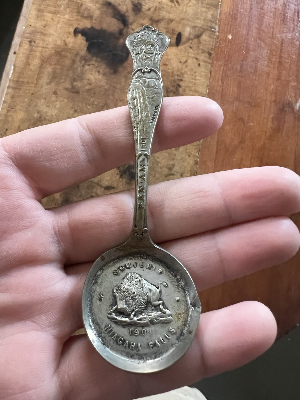 Antique 1901 Souvenir Spoon Buffalo Niagara Falls Pan American Expo