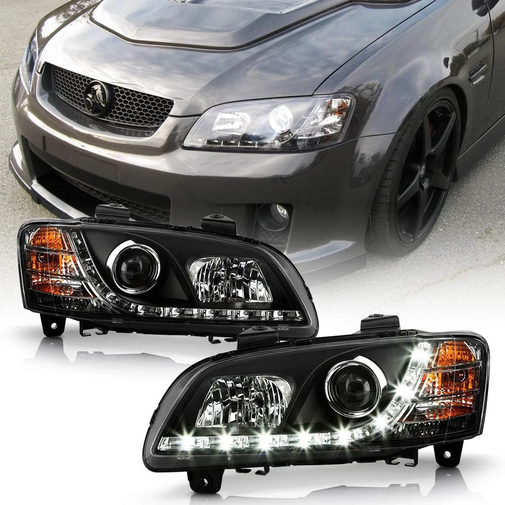 - for 2008 2009 2010 Pontiac G8 LED DRL Black Housing Projector Headlights Headl