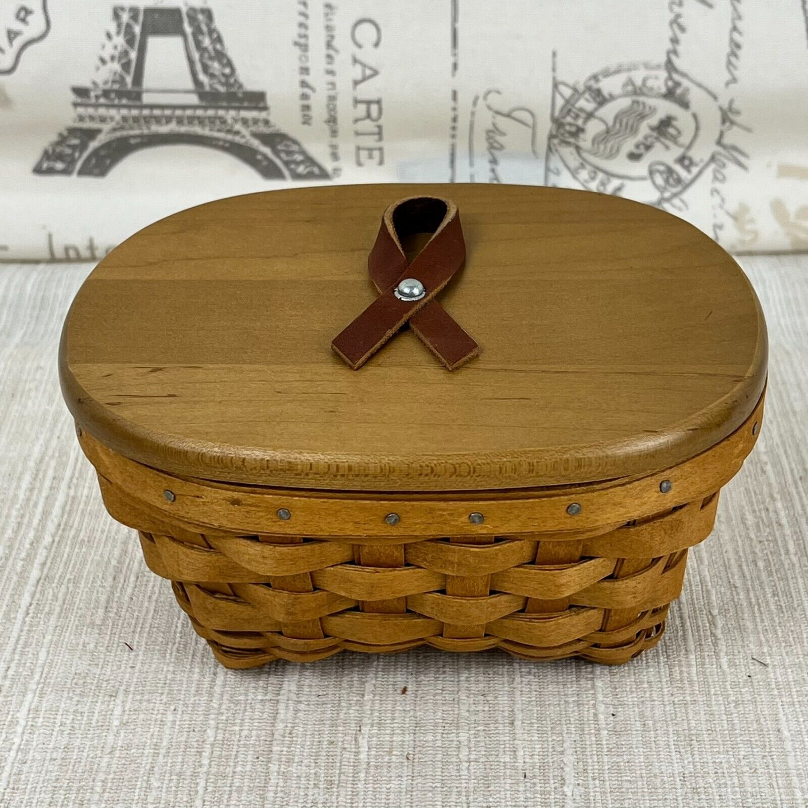 Longaberger 2008 Horizon of Hope Basket with Lid and Protector  6.5 x 5.5 x 3