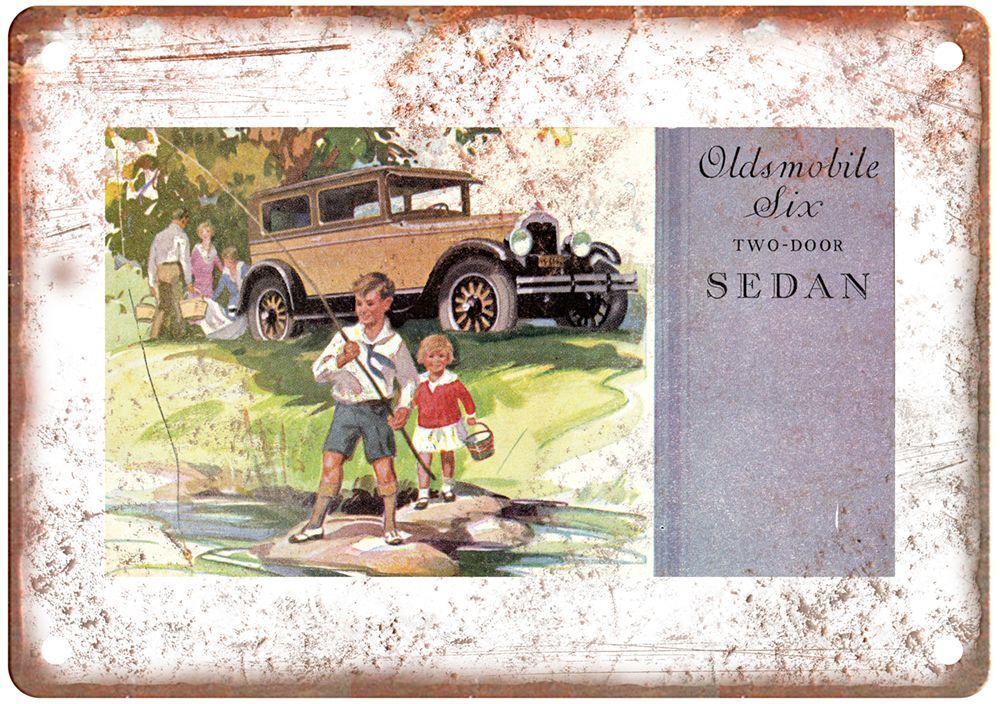 1928 Oldsmobile Six Two-Door Sedan Vintage Ad Retro Look Metal Sign A4801