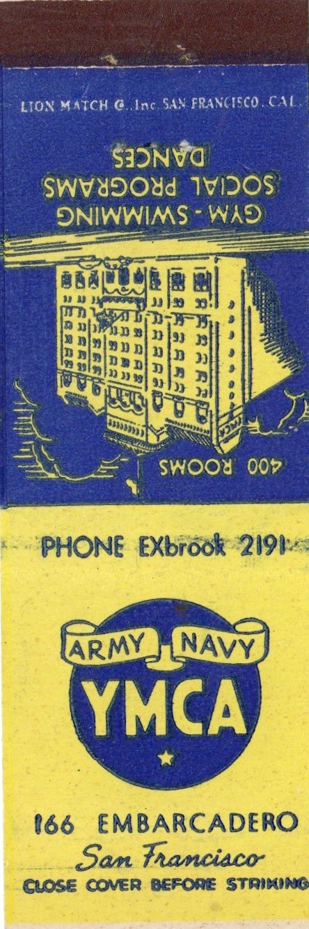 Vintage Matchcover Army Navy Ymca San Francisco Vintage Matchcover Army Navy Ymca San Francisco