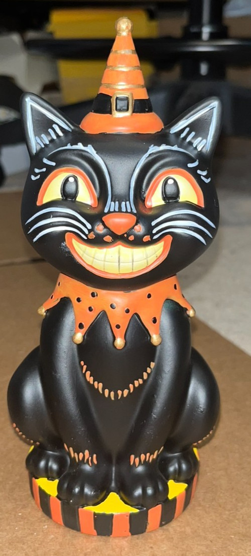 FESTIVE VOICE RETRO VINTAGE BLACK CAT HALLOWEEN FIGURE - 8.5