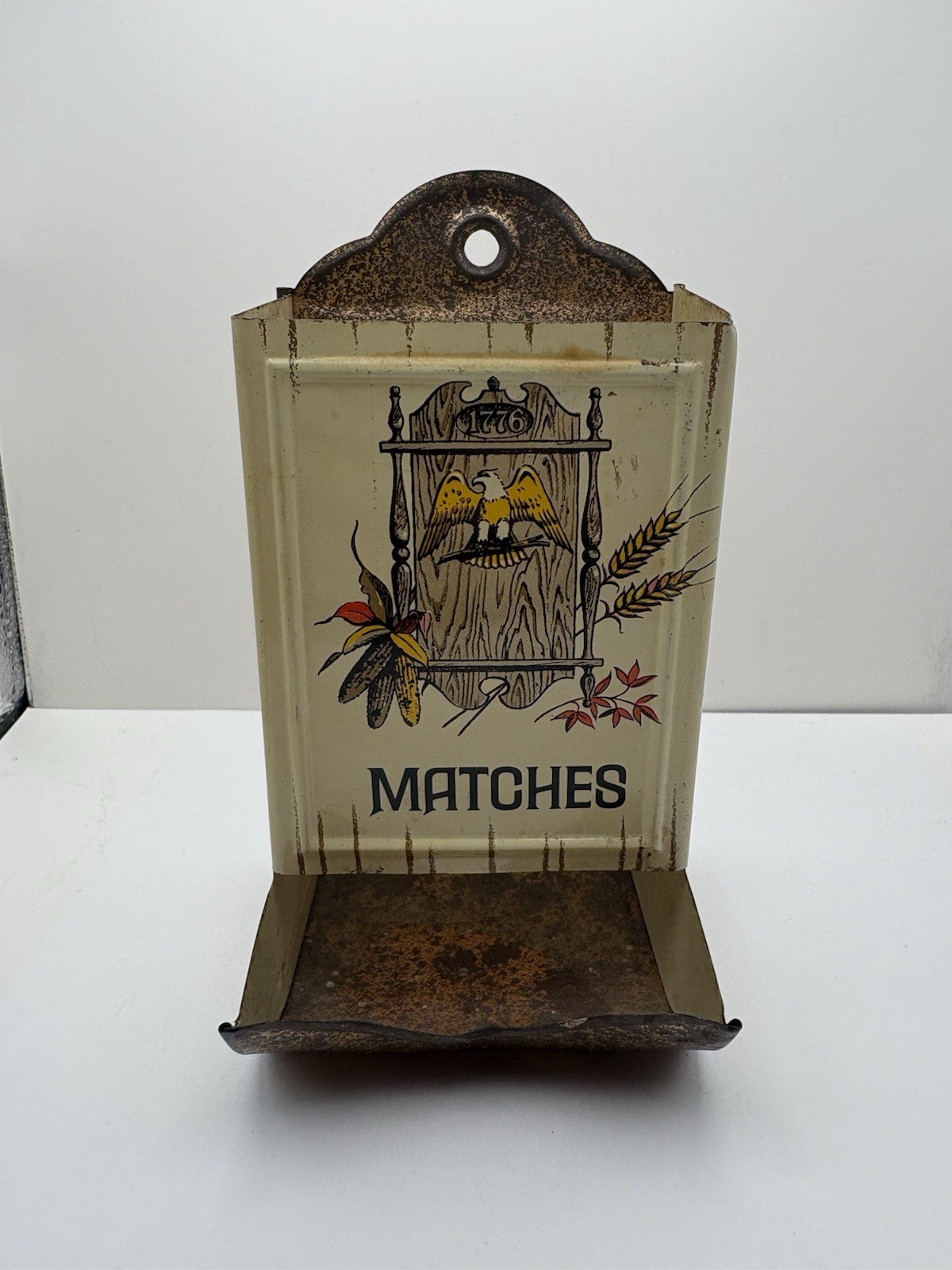 Vintage Patriotic Metal Match Holder