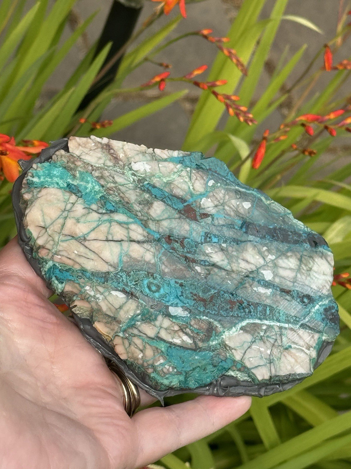 Lightening Chrysocolla From The INSPIRATION MINE ARIZONA Backed And Treated