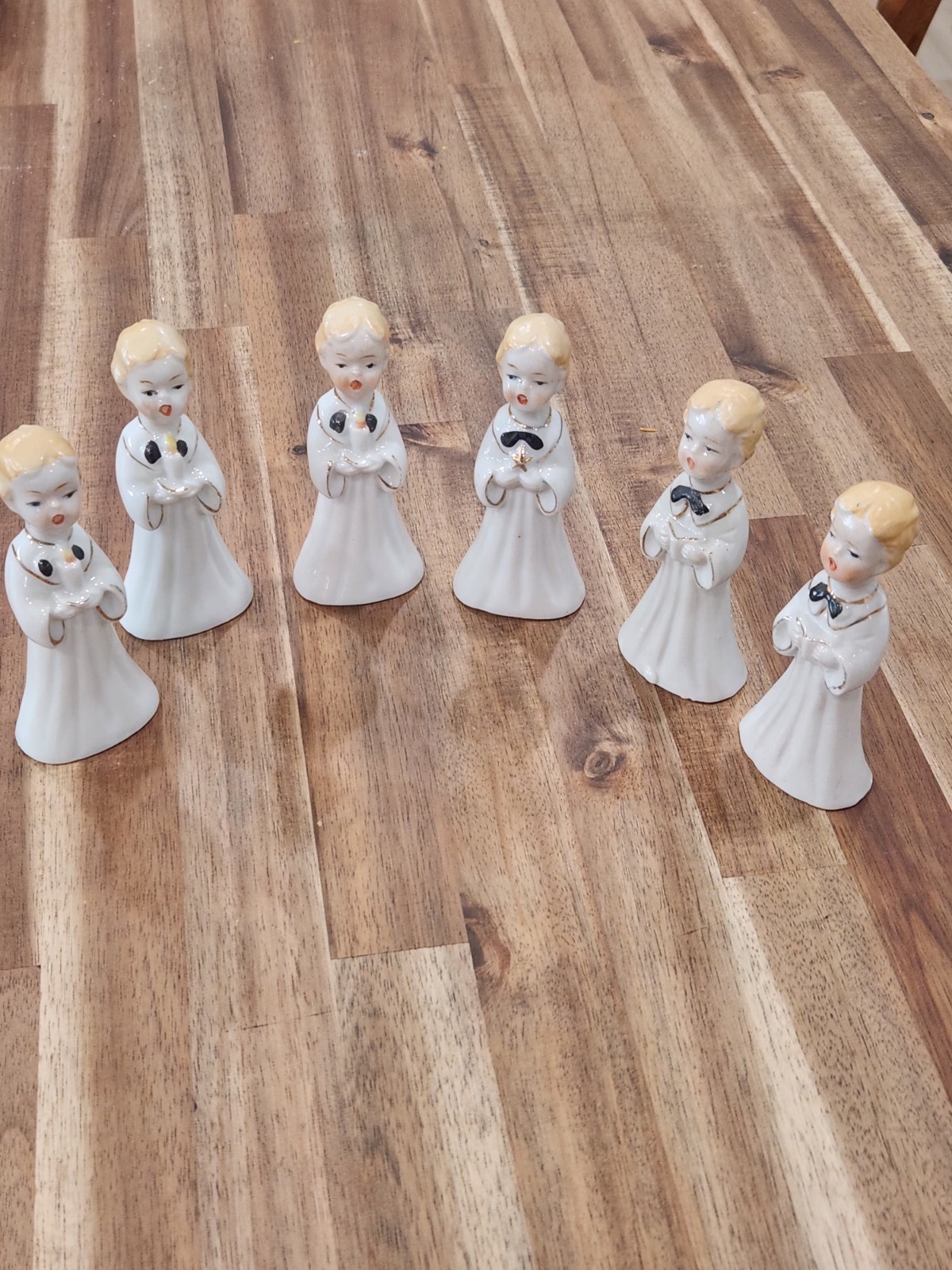 Vintage Set of 6 Porcelain Choir Girls  4 in. Made in Japan 1950s MCM