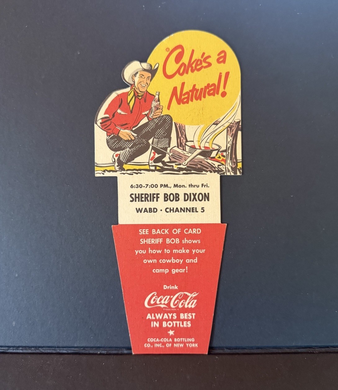 Vintage 1950's Coca-Cola SHERIFF BOB DIXON Jackknife Coke Carton Insert Stuffer