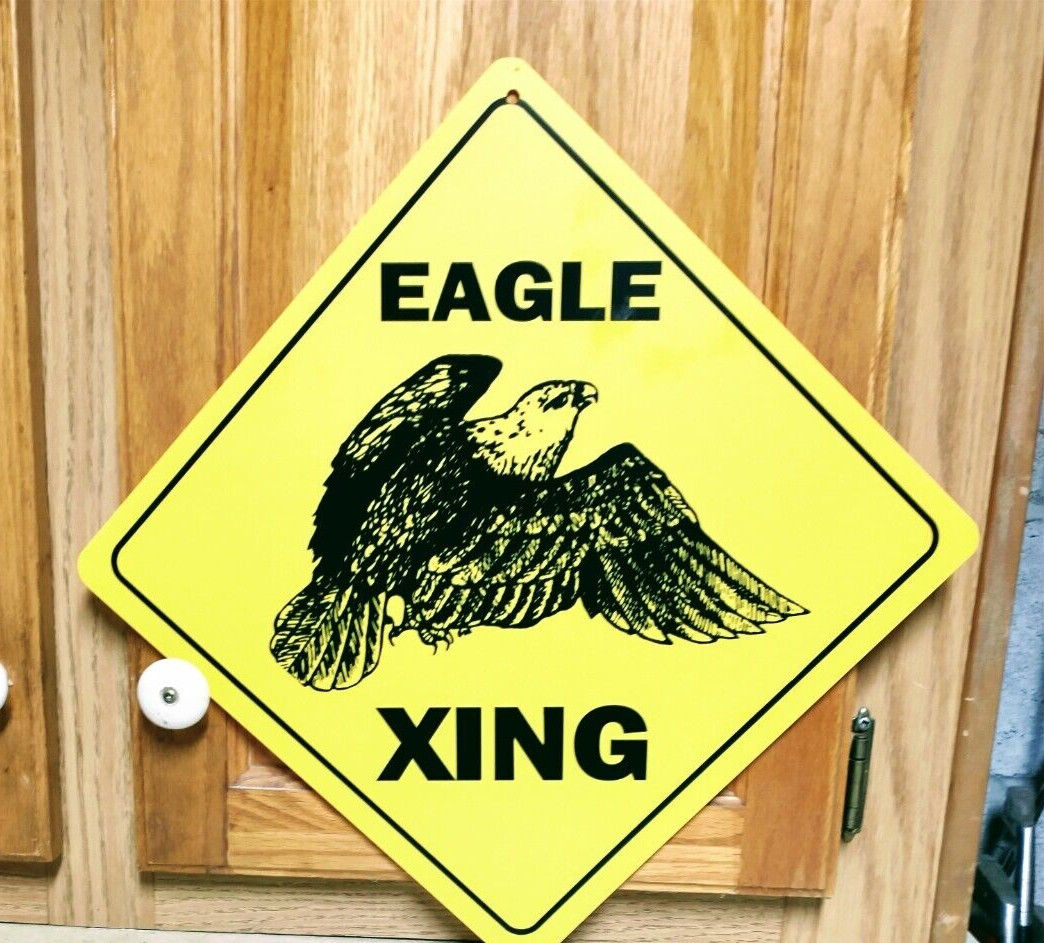 American Bald Eagle USA Crossing Sign Novelty Road Warning Diamond Vinyl