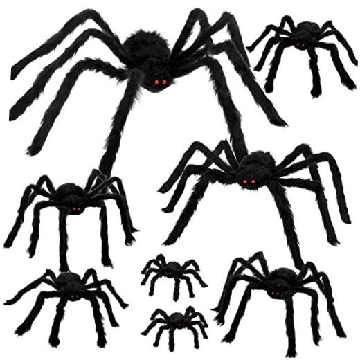 Spider Decorations, 8PCS Giant Spiders Outdoor Halloween Decorations,