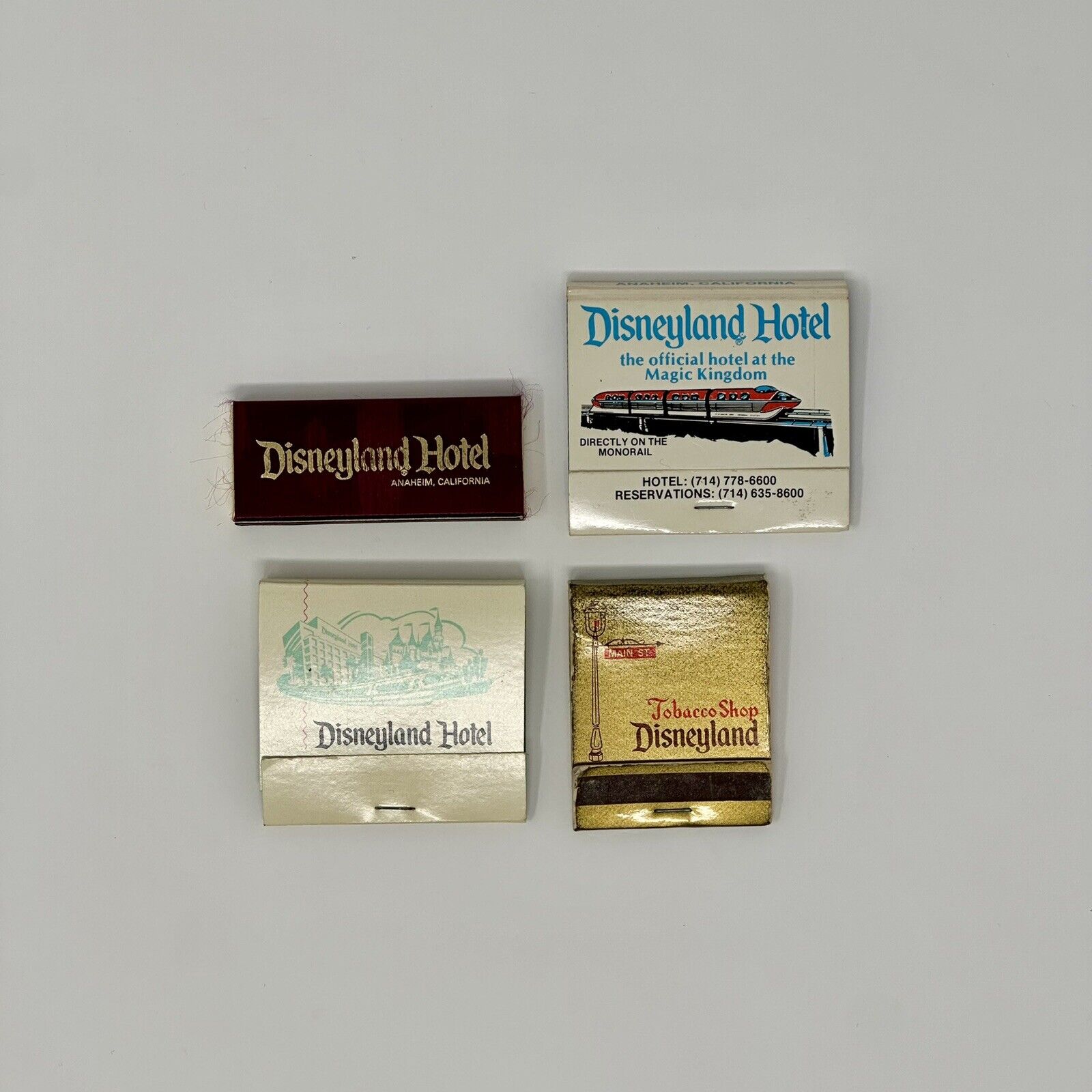 Set of 4 Vintage Disneyland Hotel/ Tobacco Shop Full Matchbooks