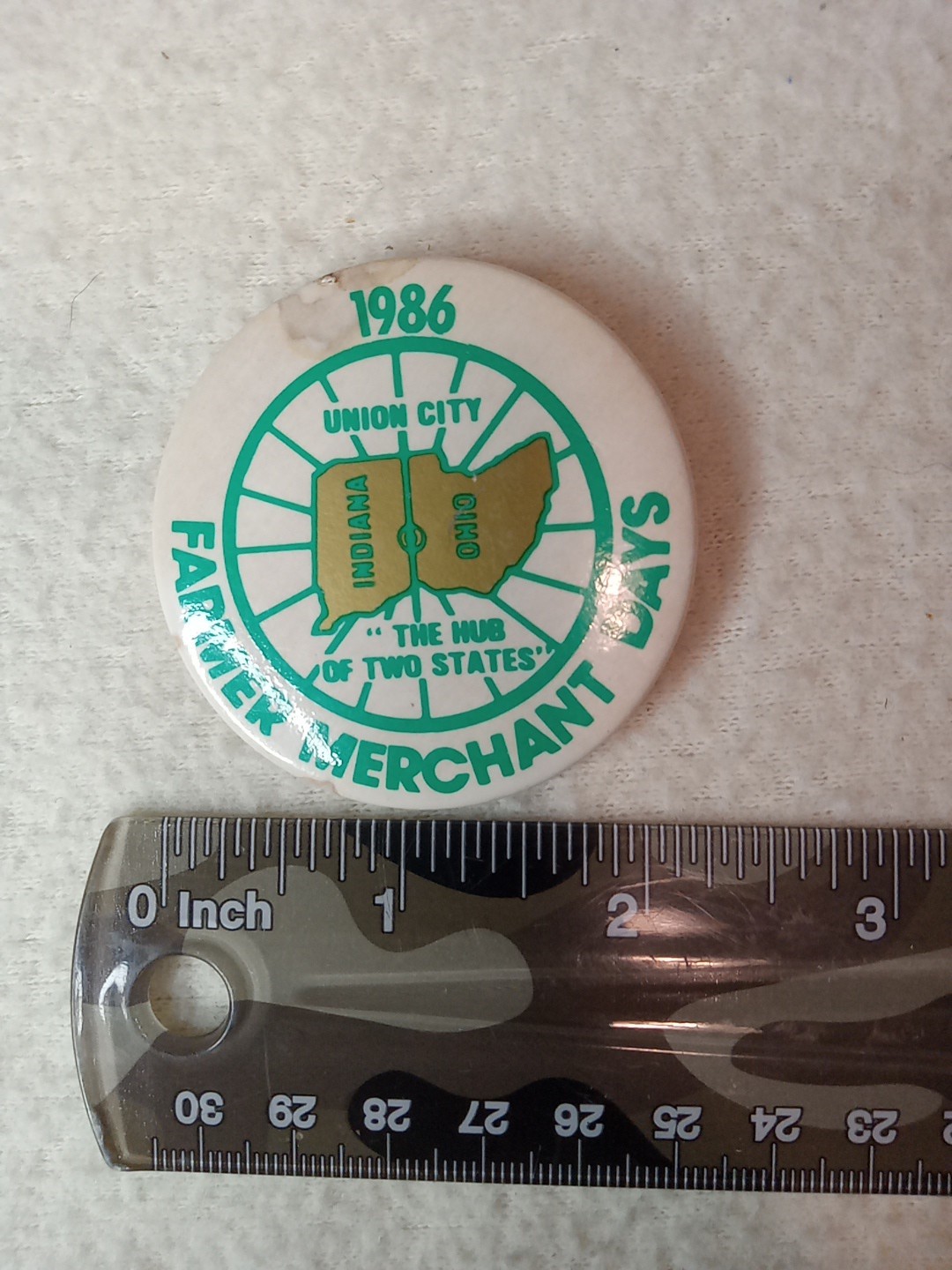 1986 ,Farmer Merchant Days , Union City OH-IN, pinback