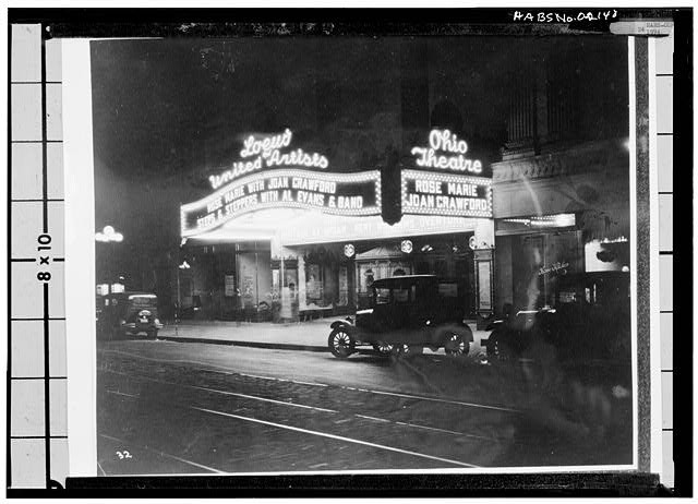 Photo:Loew�s Ohio Theatre Newark Ohio 1920s Marquee Night Streetcars Cars