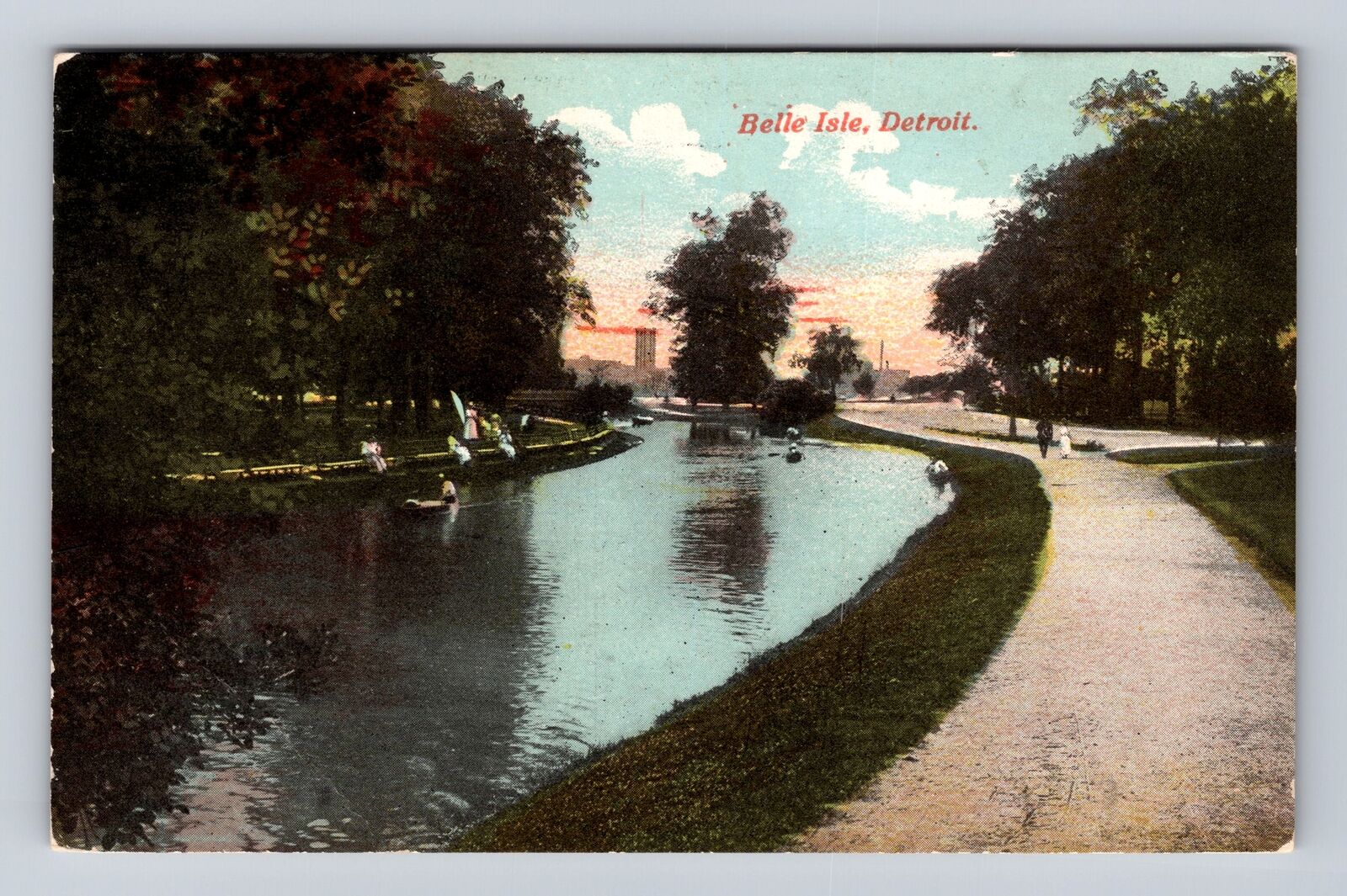 Detroit MI- Michigan, Belle Isle, Antique, Vintage Souvenir Postcard