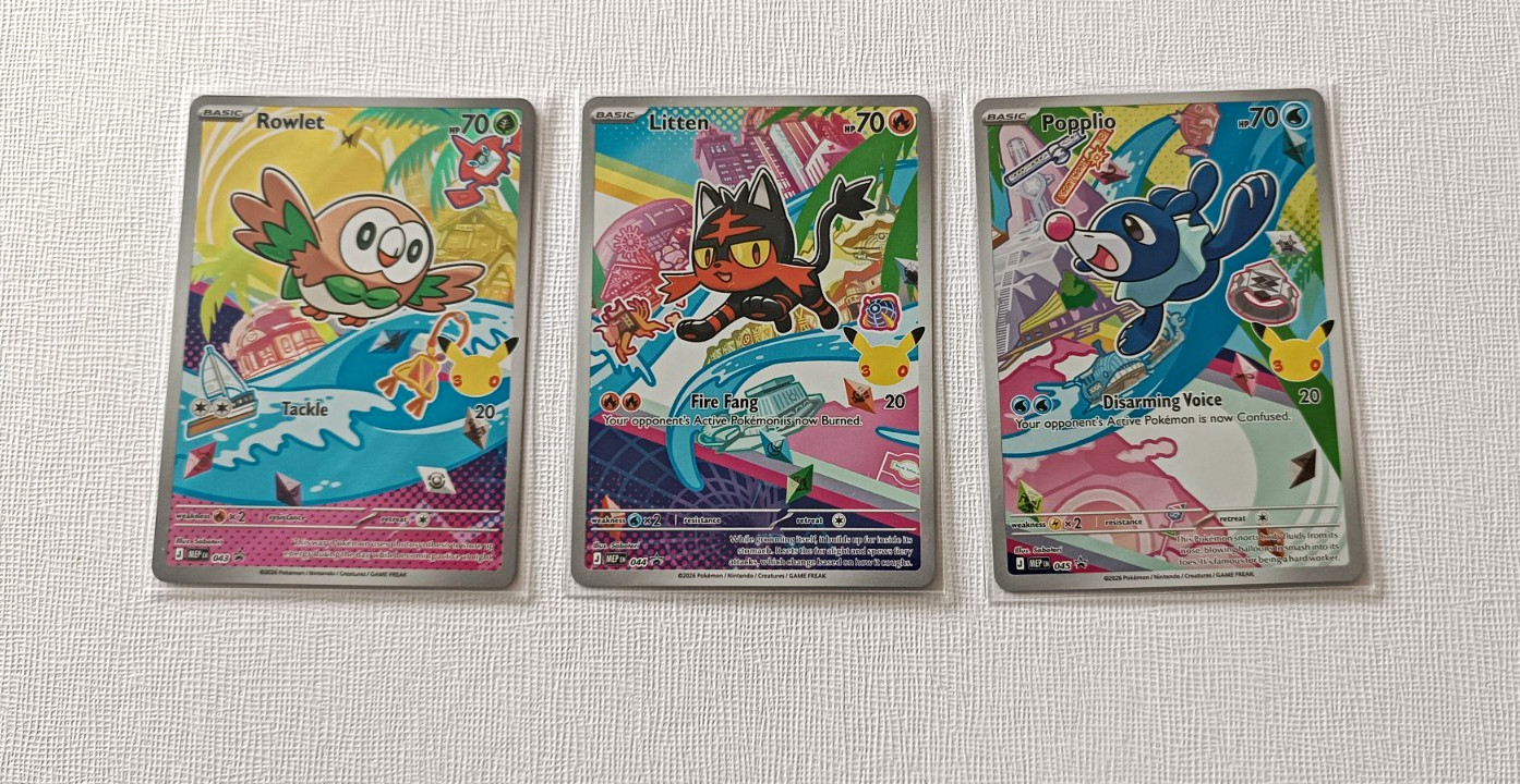 Pokémon TCG First Partner Illustration Popplio/Litten/Rowlet Near Mint 43/44/45
