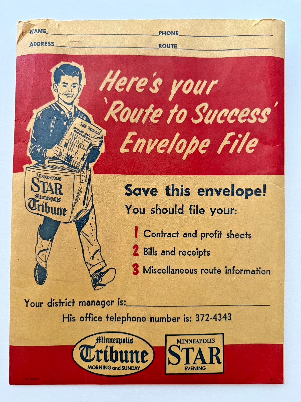 1957 Minneapolis Star Tribune Newspaper CARRIER/PAPERBOY File/Route Book & MORE