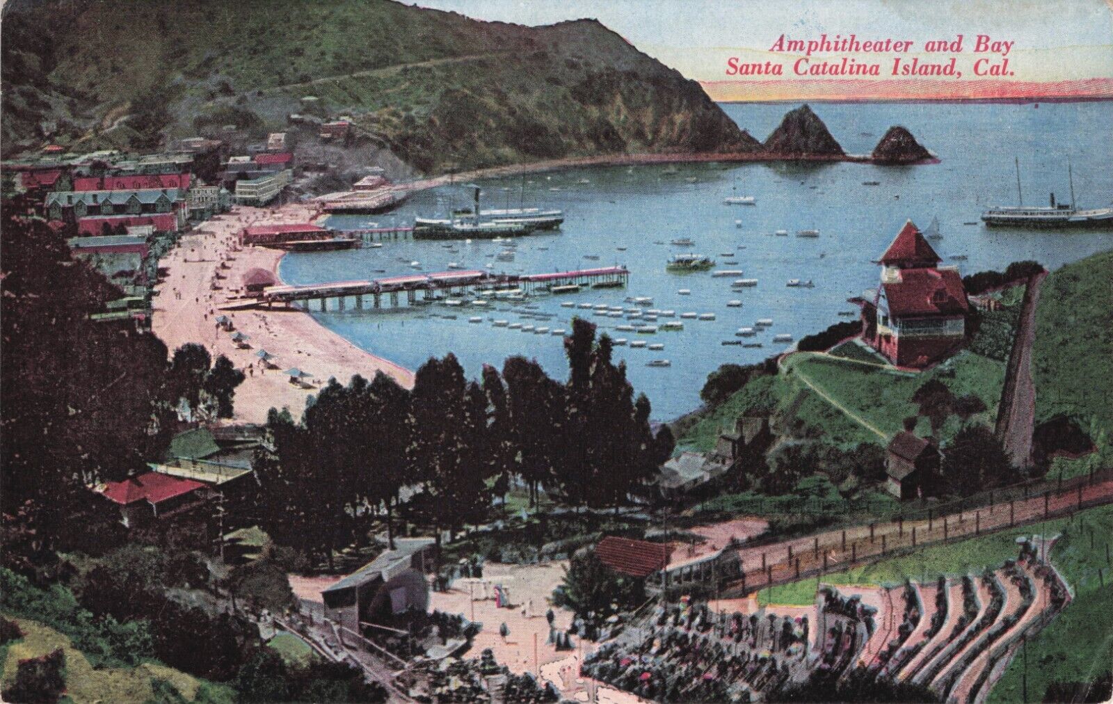 Vintage Postcard Santa Catalina Island California Amphitheater Before Casino 538