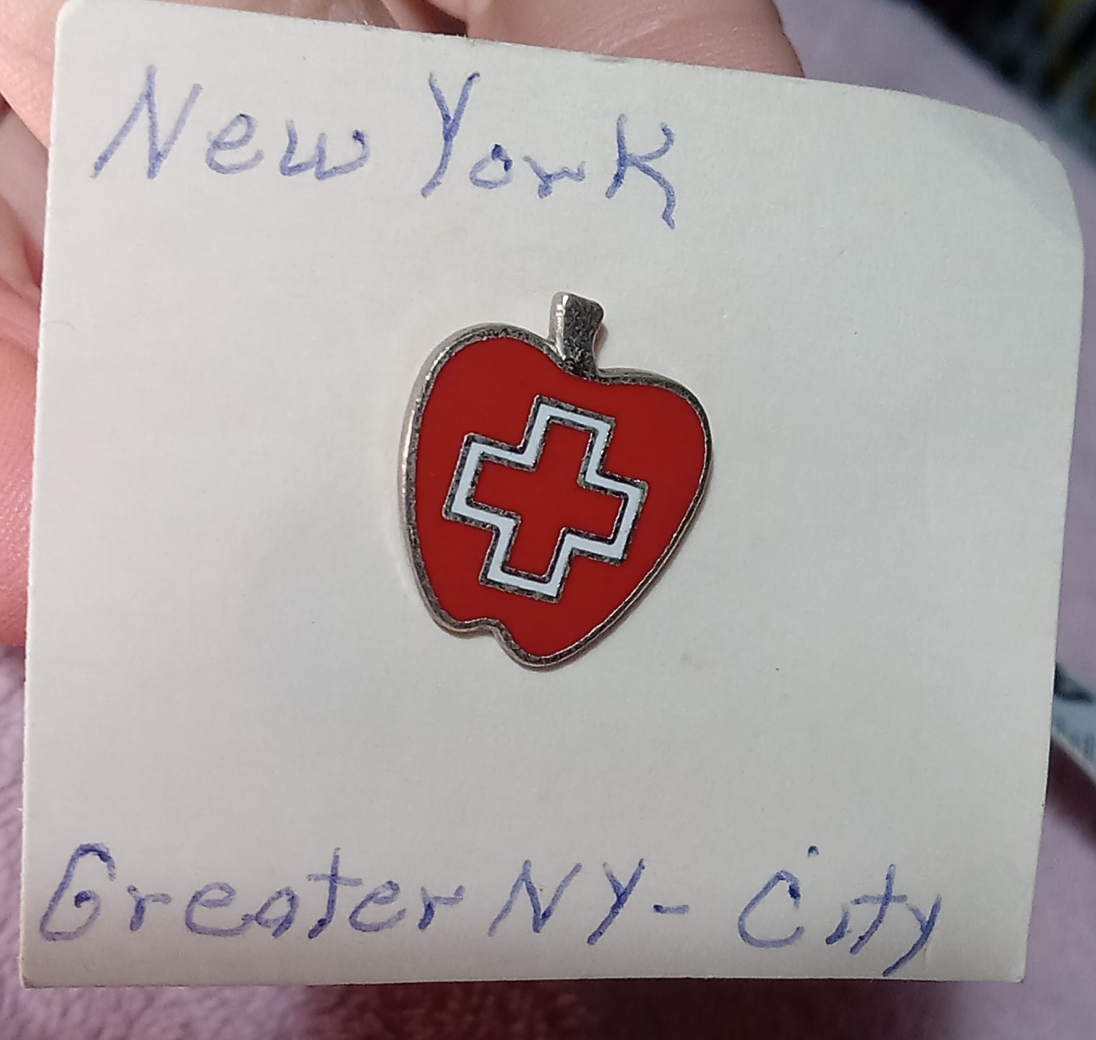 Vtg Original 1980\'s New York City Nurse Red Cross Shirt Hat Lapel Pin Estate B7