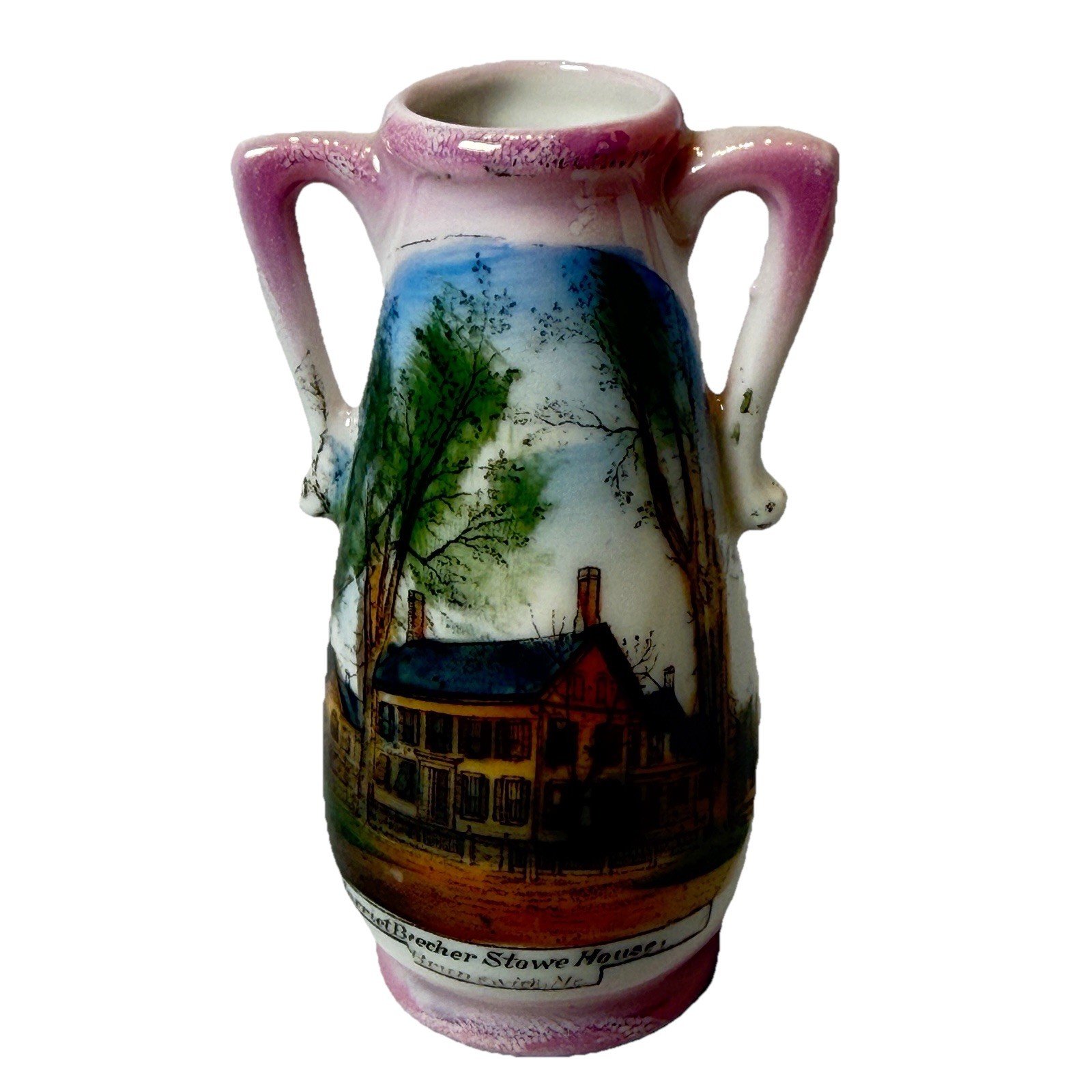 BRUNSWICK MAINE ME Antique STOWE HOUSE Souvenir TRINKET VASE BRUNSWICK MAINE ME Antique STOWE HOUSE Souvenir TRINKET VASE