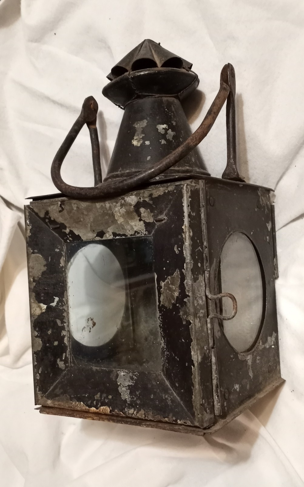 Antique 4 Sided Signal Light Lantern Railroad Railway Carriage Decor OLD