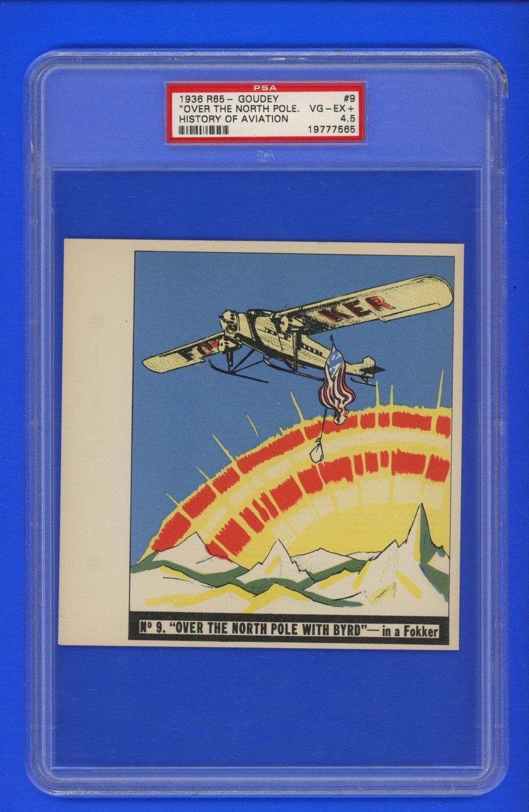 1936 Goudey History of Aviation R65 #9 Over the North Pole with Byrd - PSA 4.5