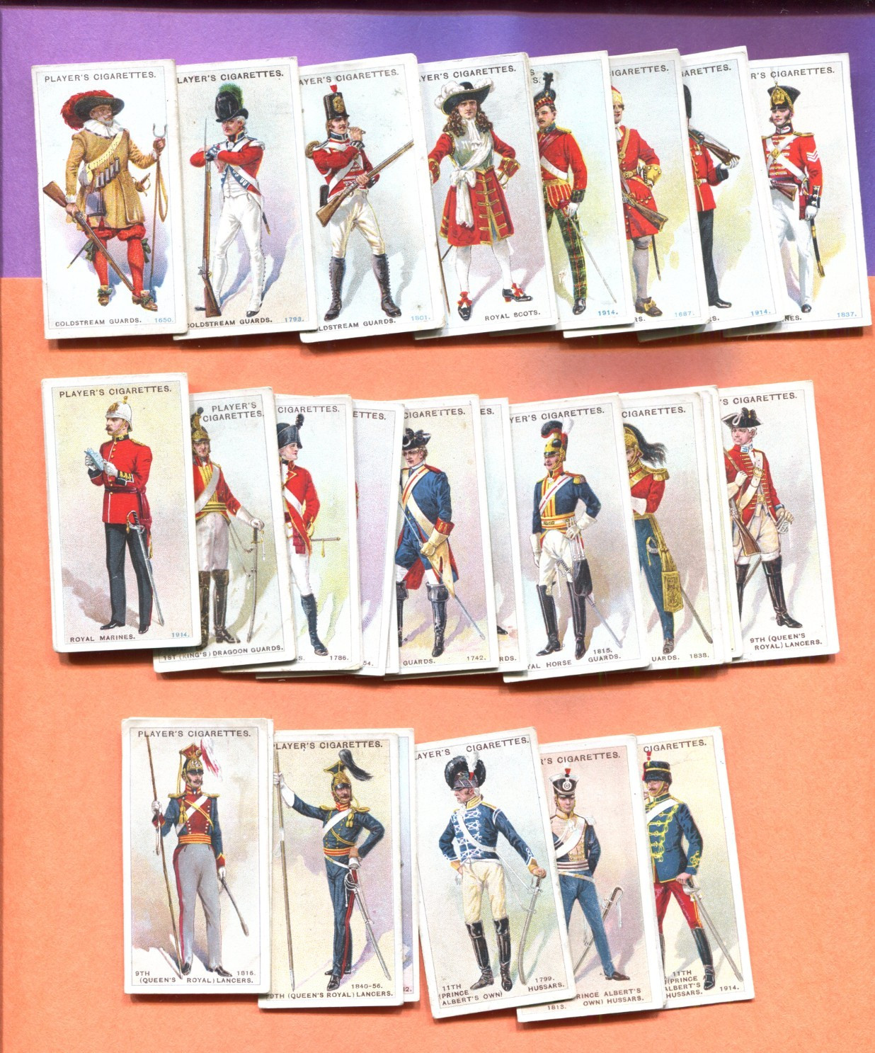 1914 JOHN PLAYER REGIMENTAL UNIFORMS 2ND SERIES 50 DIFFERENT TOBACCO CARD SET