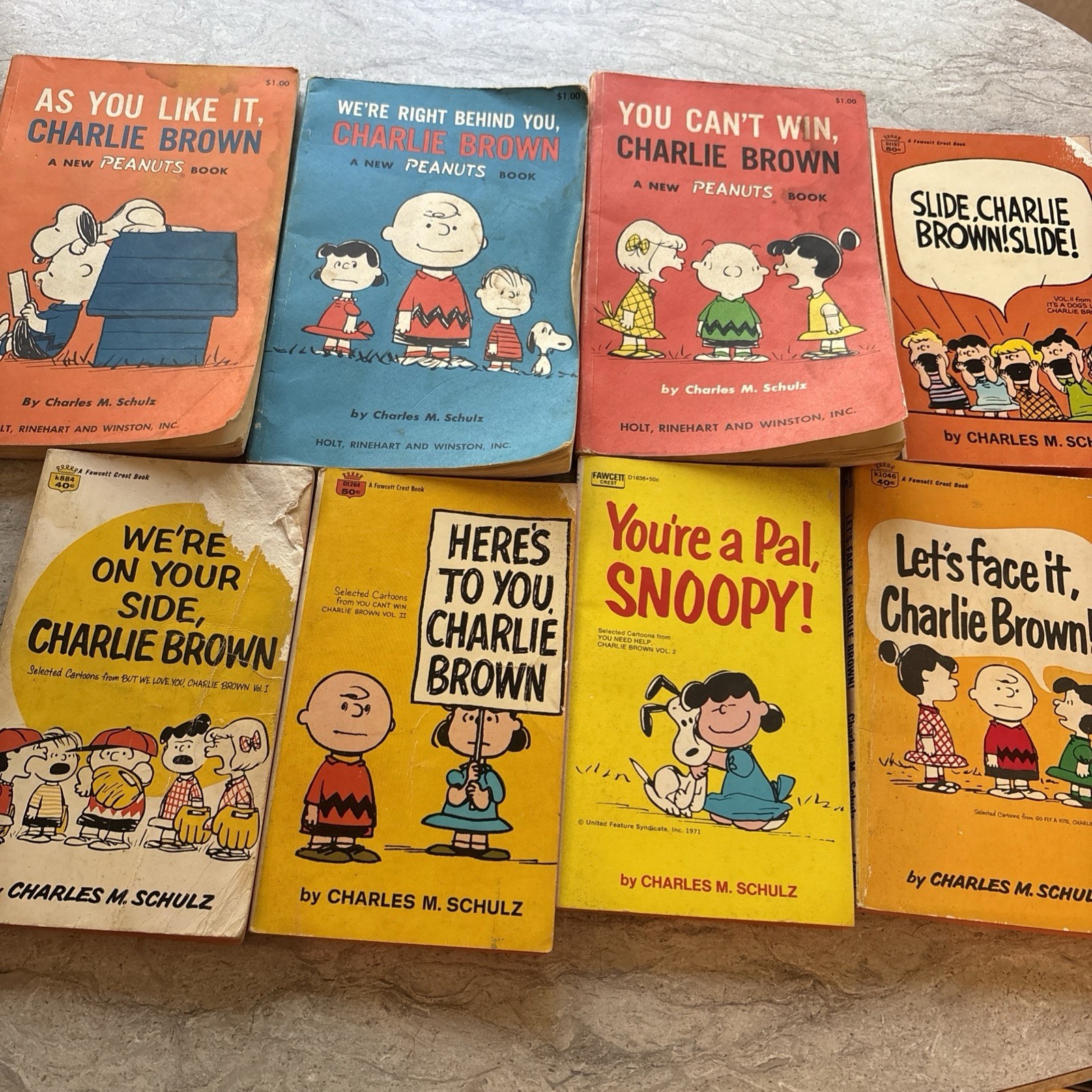 1960s Lot of 8 Peanuts Paperback Books ~ 1st Editions ~ Schulz Vintage Comic Str