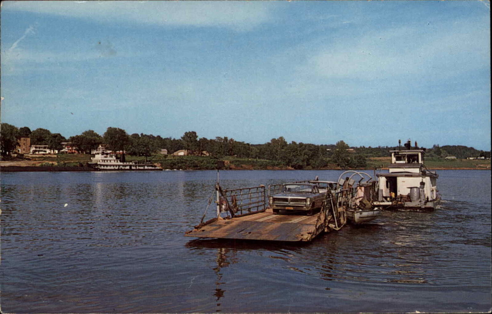 Ravenswood West Virginia WV Car Ferry Vintage Postcard