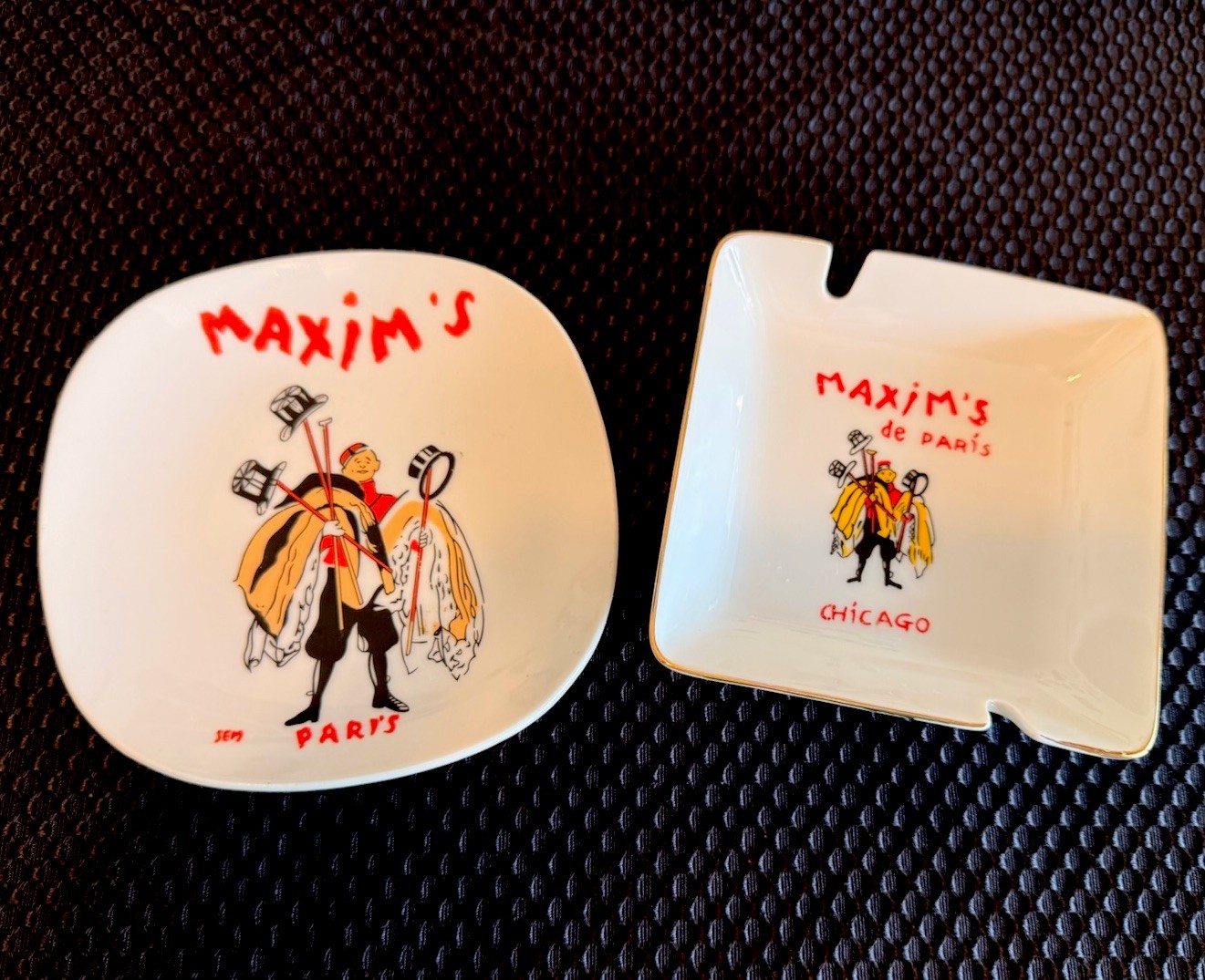 Vintage Maxim’s de Paris Chicago Ashtray & Paris Appetizer Plate Restaurant Set